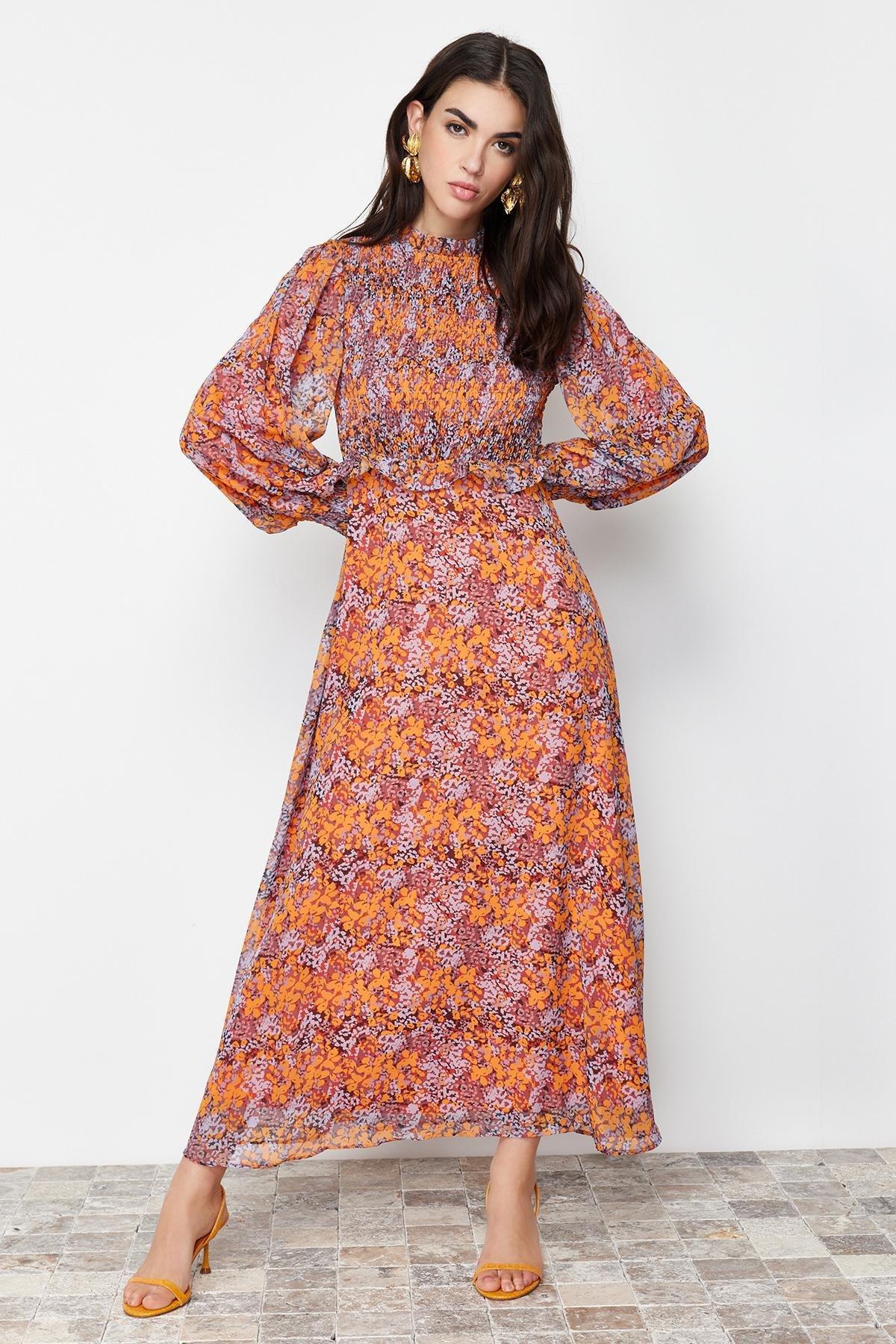 Multicolour Floral Waist Ruffle Dress, , large image number 1