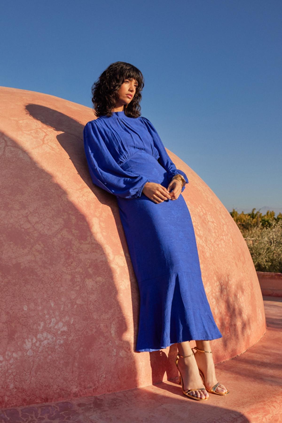 Navy Woven Dress, , large image number 5