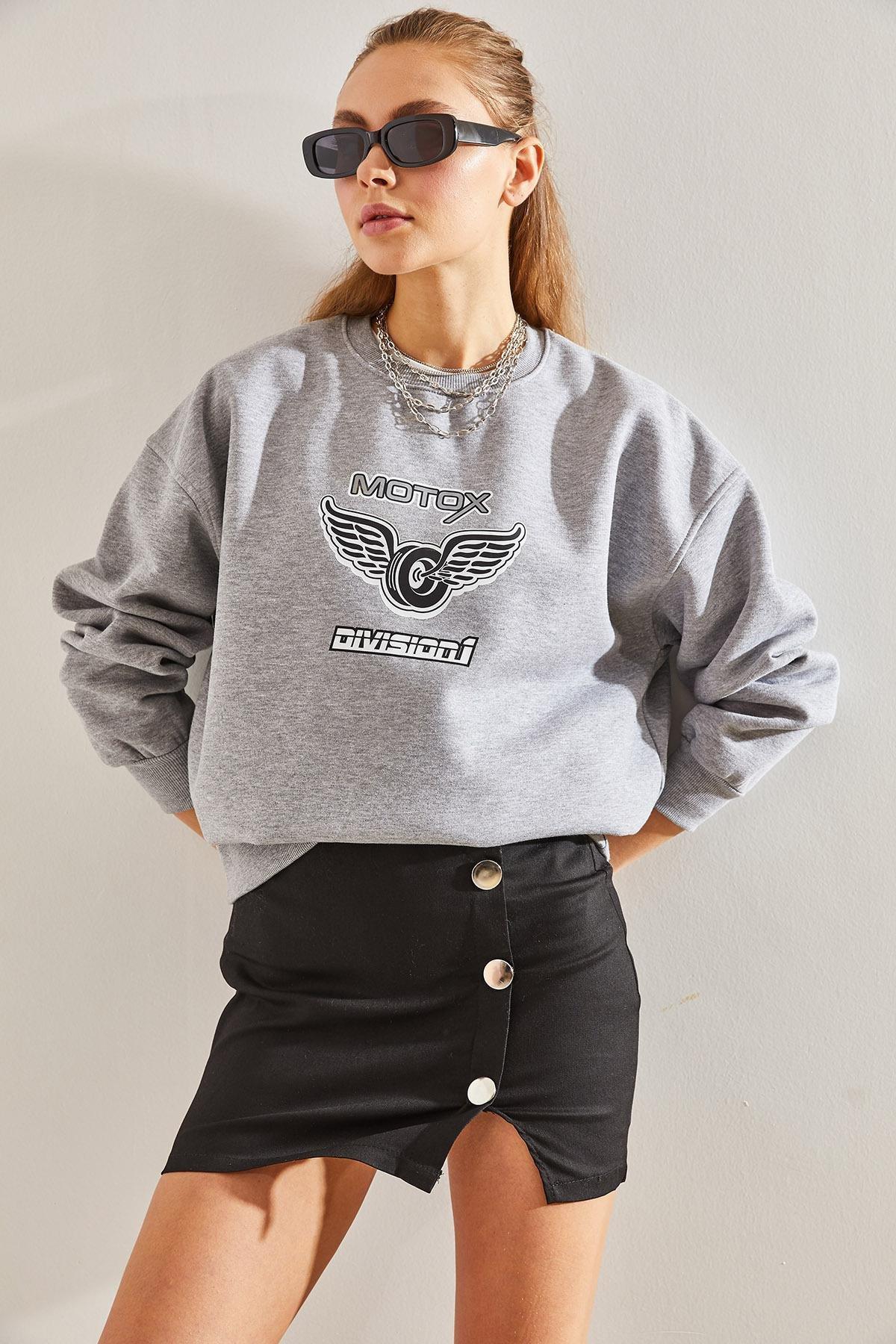 Grey Printed Sweatshirt, , large image number 4