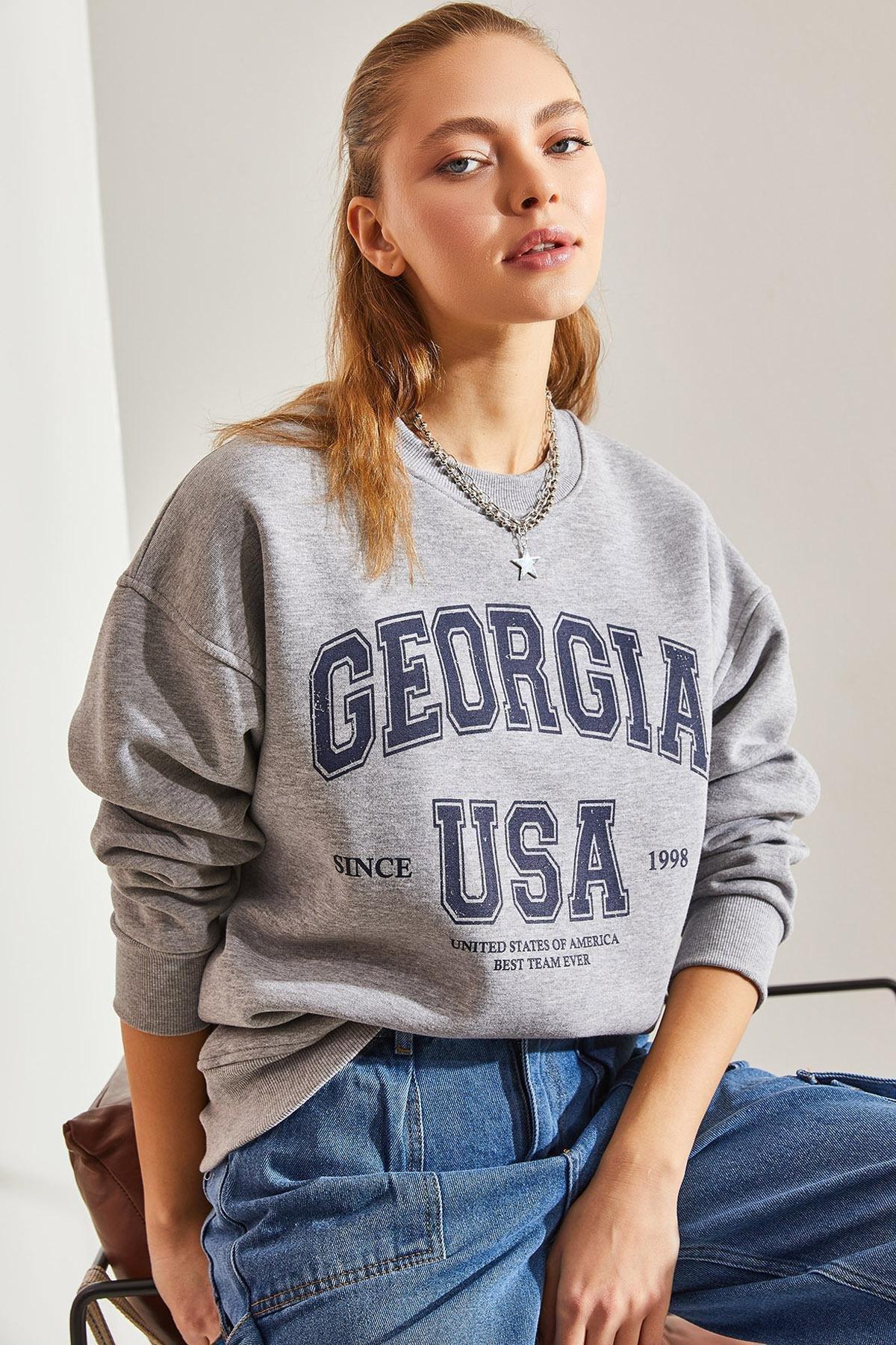 Grey Georgia Printed Sweatshirt, , large image number 0