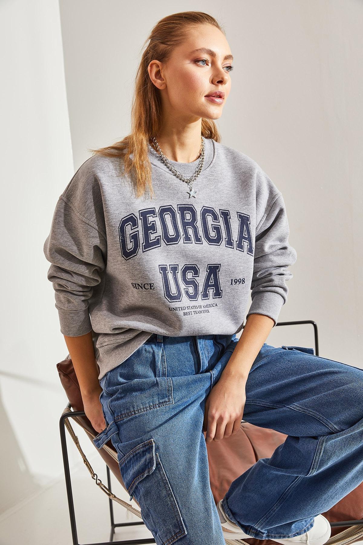 Grey Georgia Printed Sweatshirt, , large image number 1