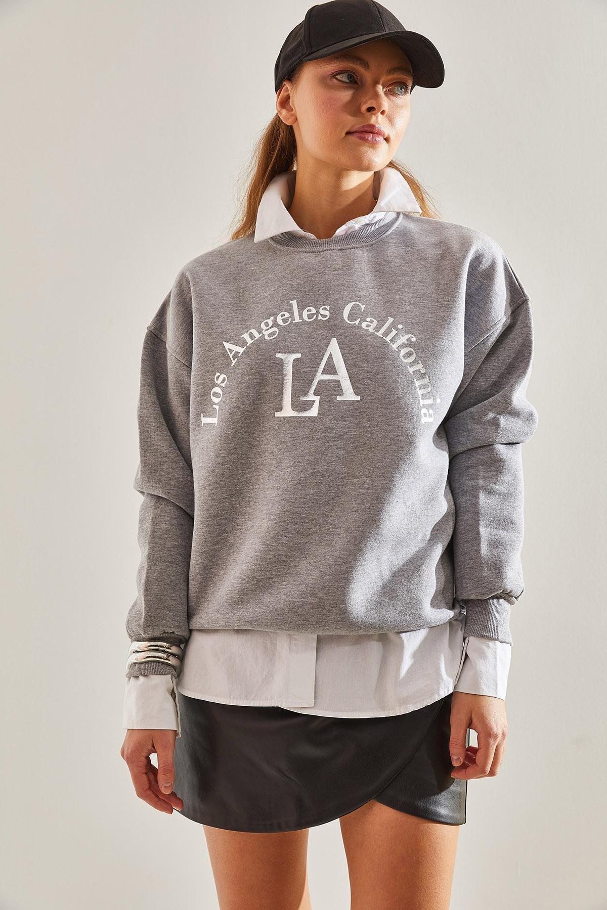 Grey Printed Sweatshirt, C101_1653, large image number 2