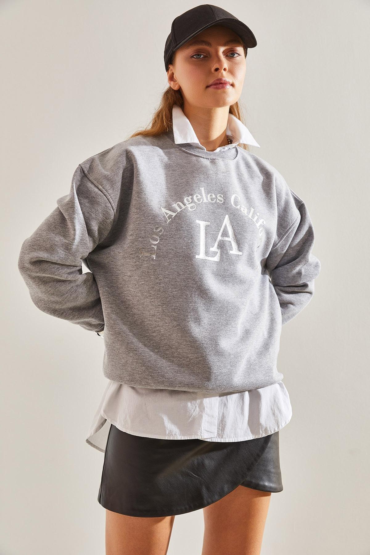 Grey Printed Sweatshirt, C101_1653, large image number 3