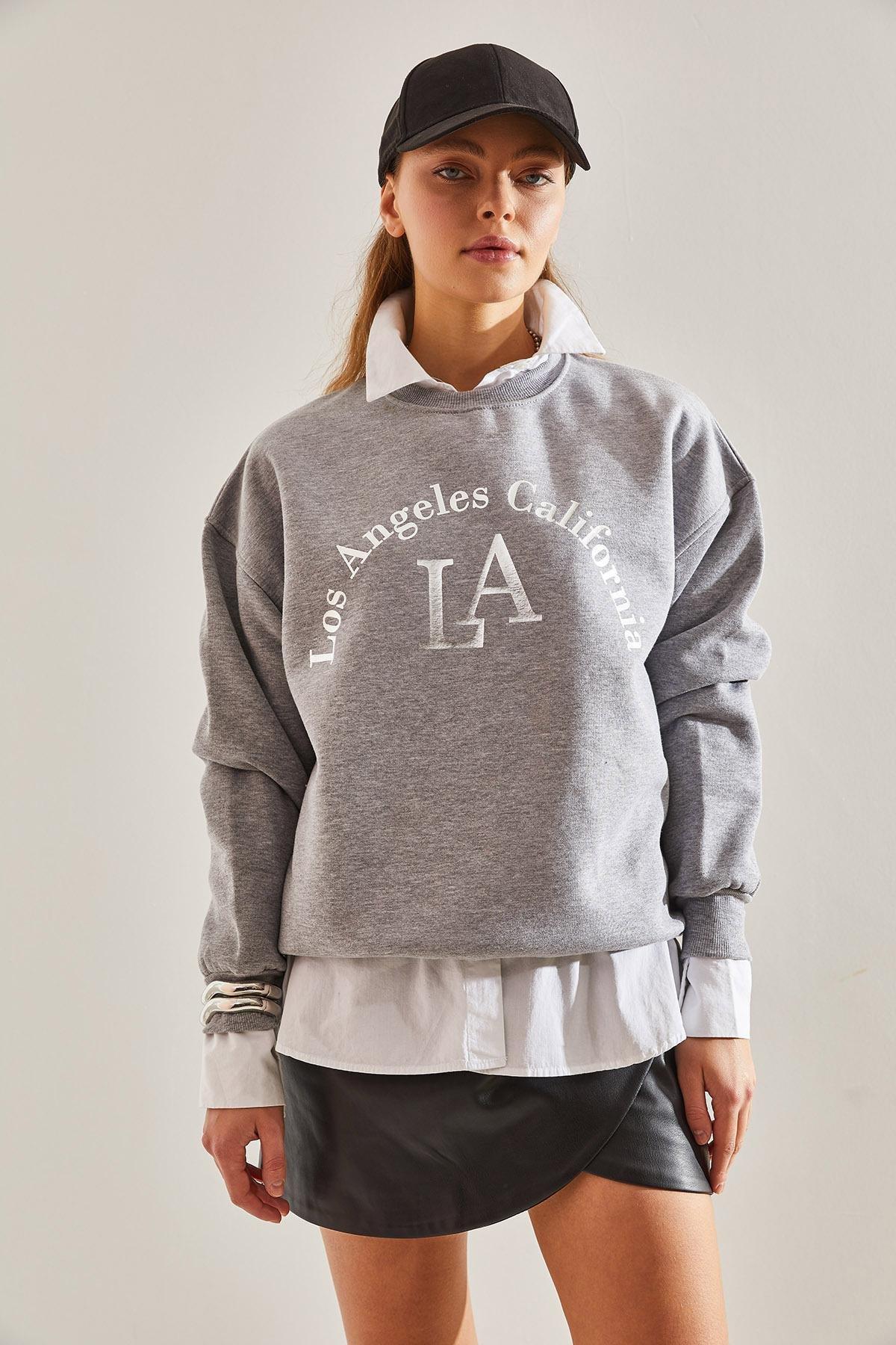 Grey Printed Sweatshirt, C101_1653, large image number 5