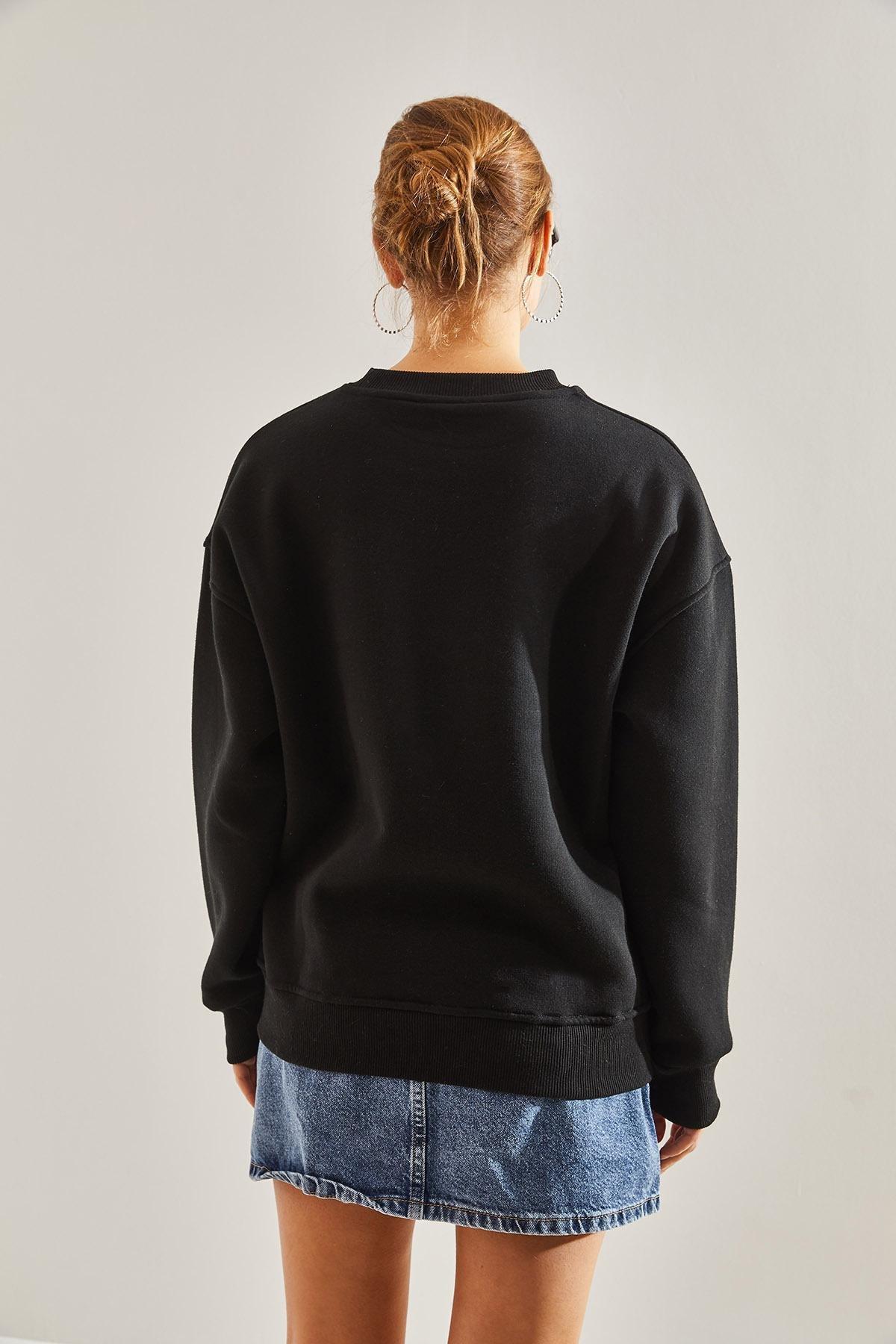 Black Chicago Printed Sweatshirt, , large image number 1