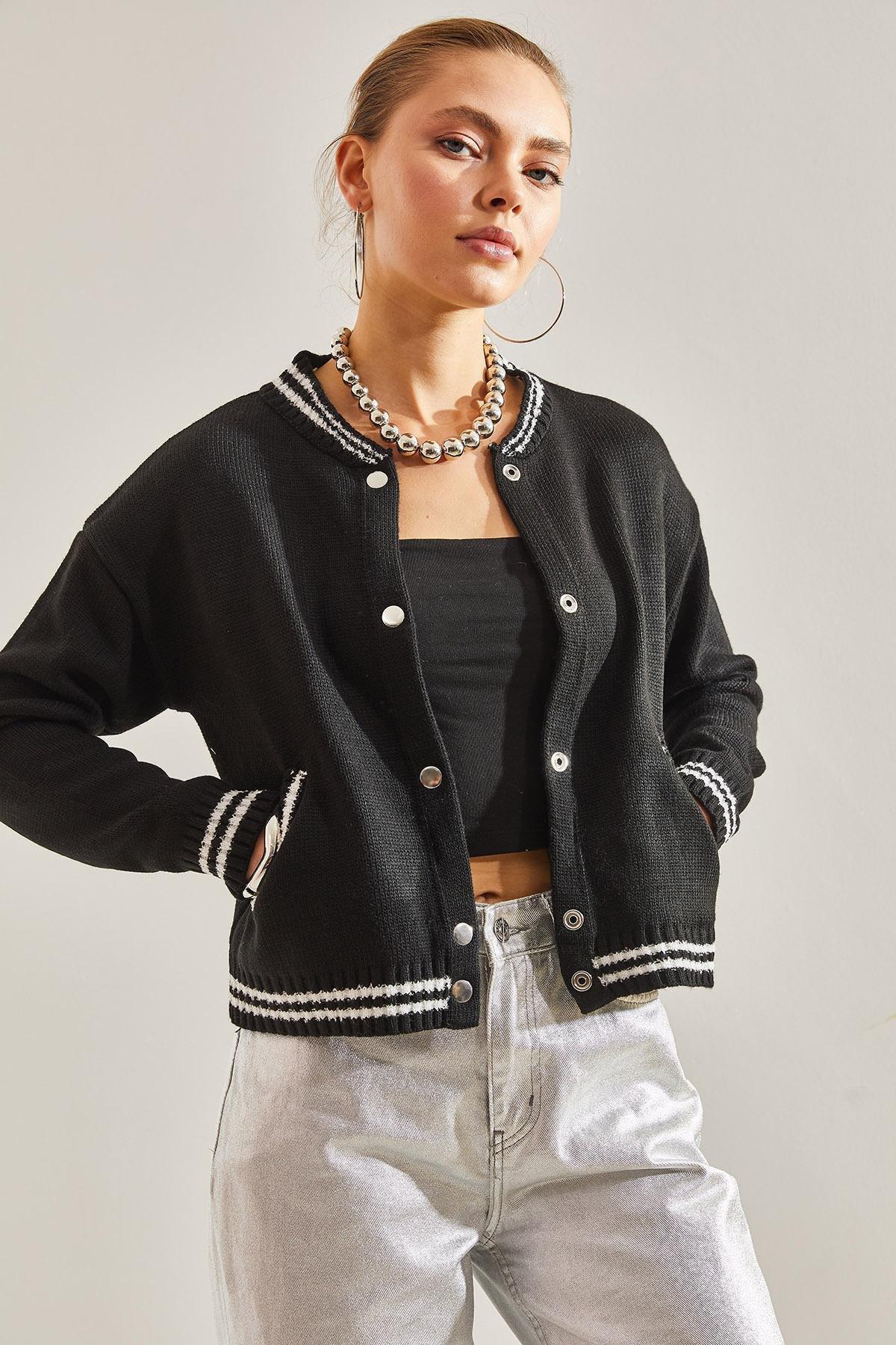 Multicolour Buttoned Bomber Jacket, C101_1458, large image number 1