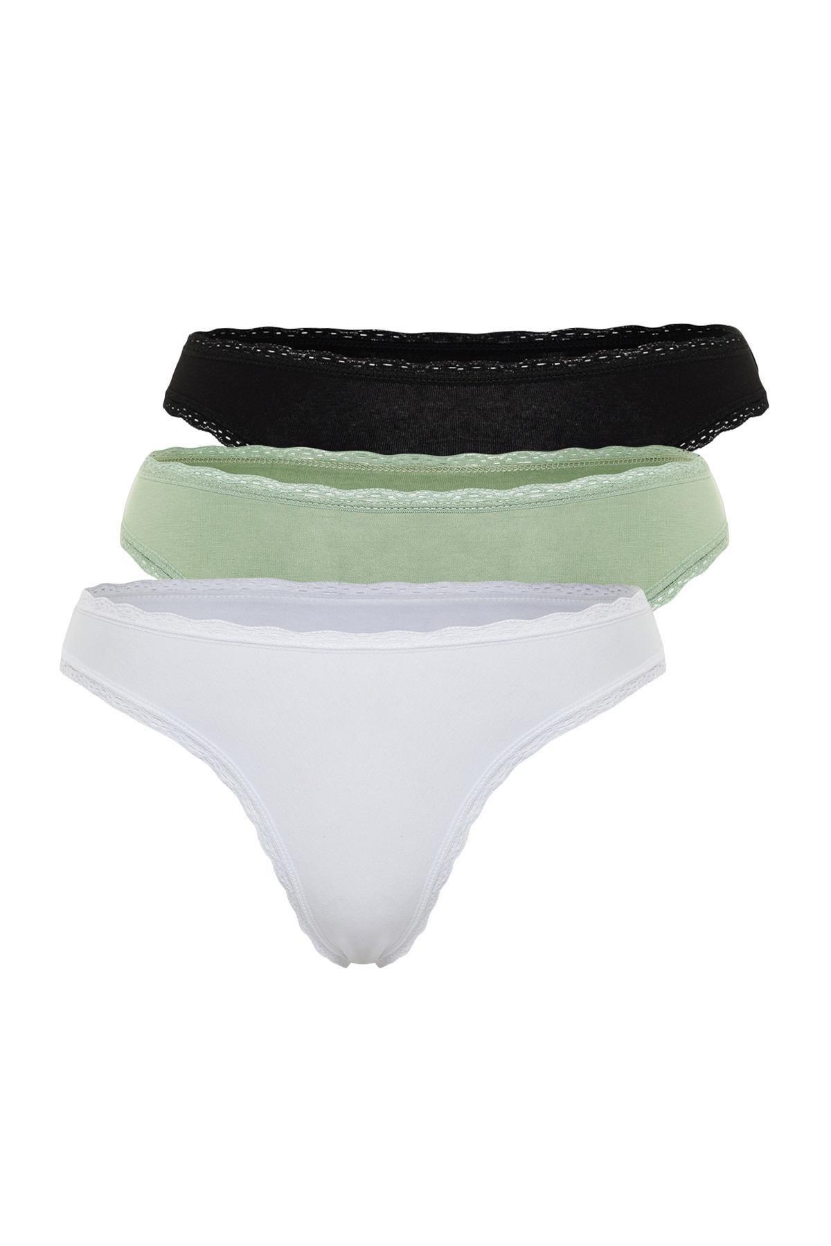 Multicolour Laced Detailed Knitted Panties , Set Of 3, , large image number 5