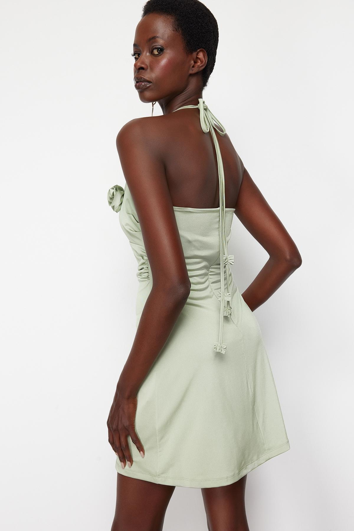Green Knitted Flower Occasionwear Dress, , large image number 2