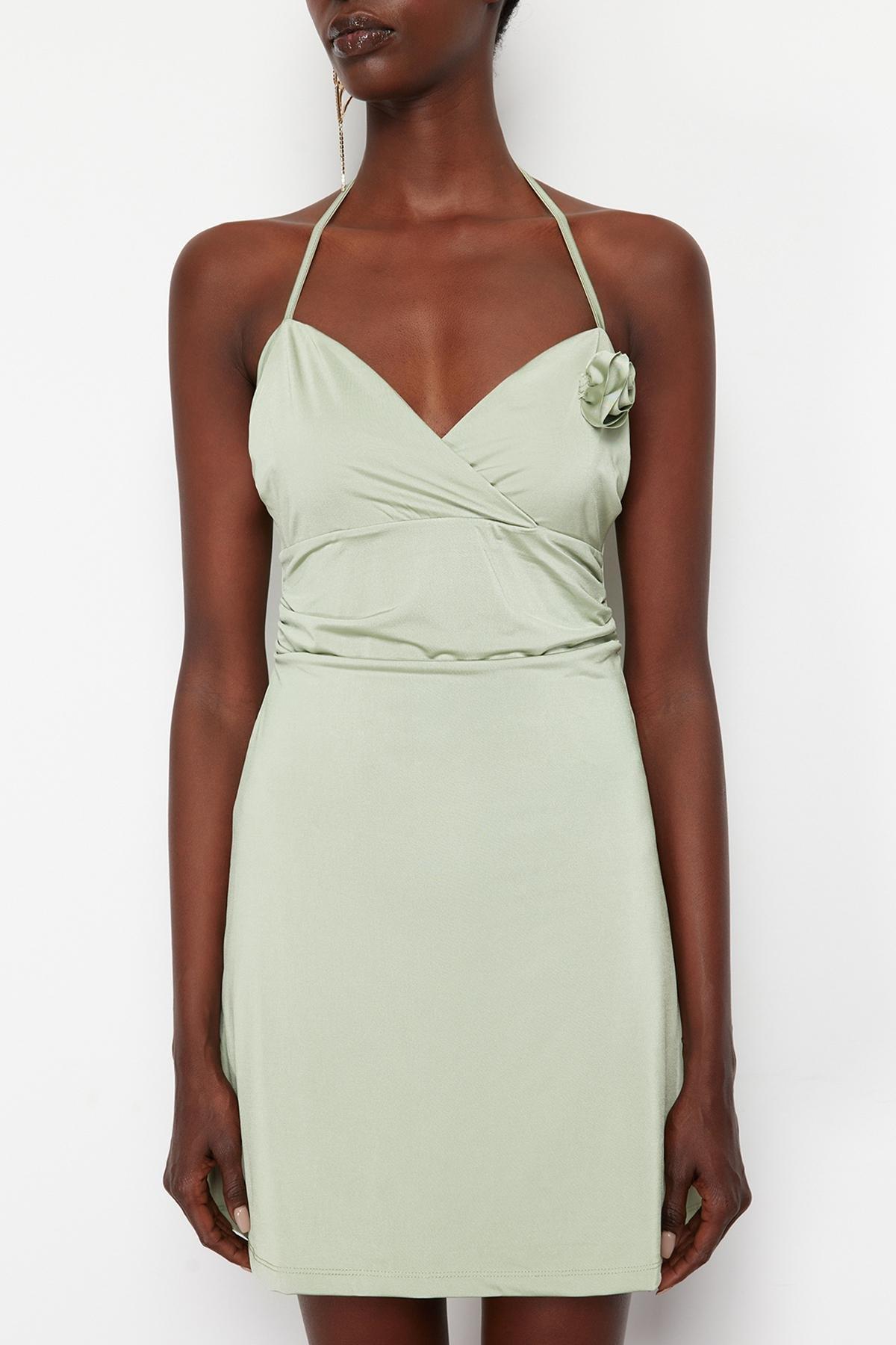 Green Knitted Flower Occasionwear Dress, , large image number 3