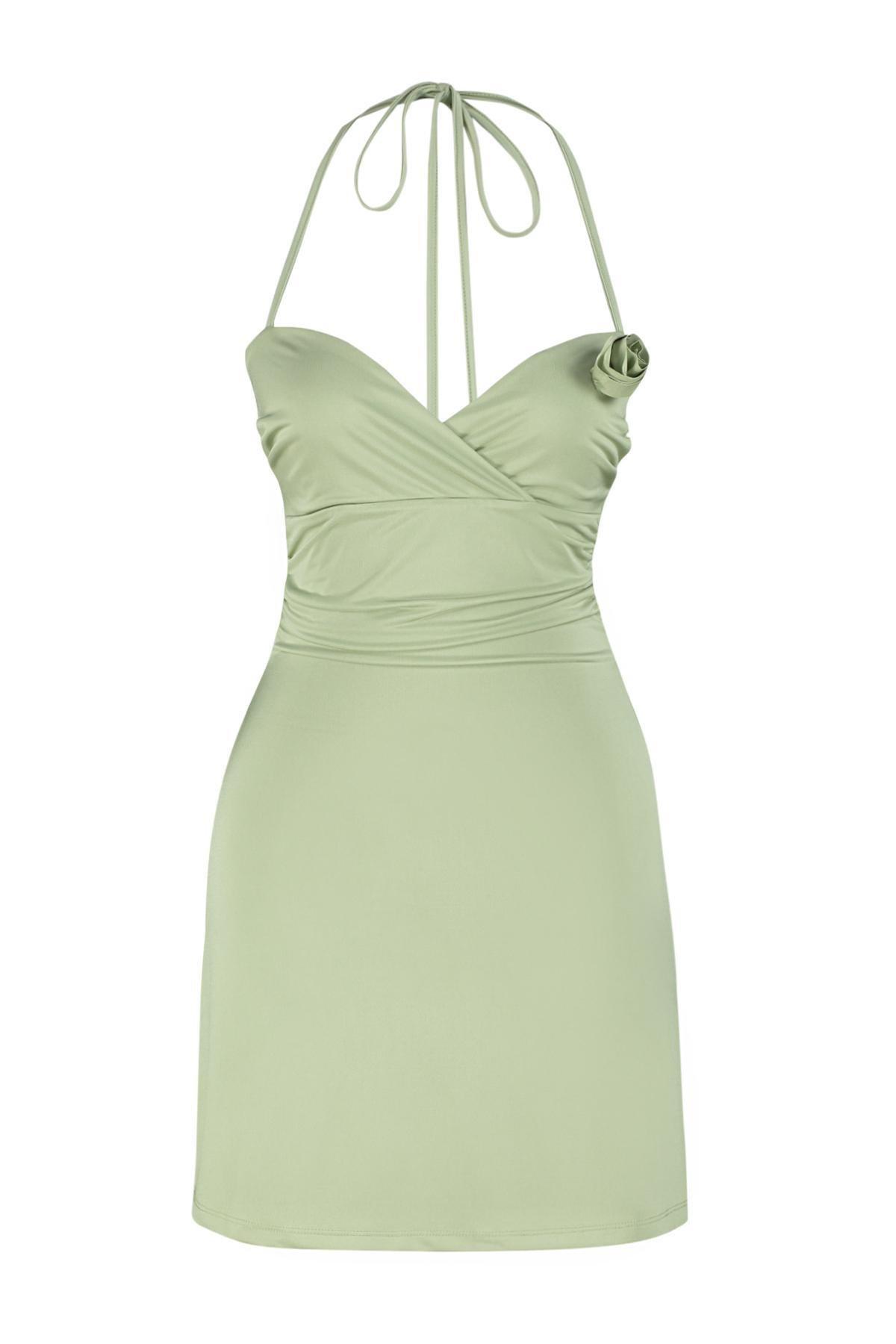 Green Knitted Flower Occasionwear Dress, , large image number 5