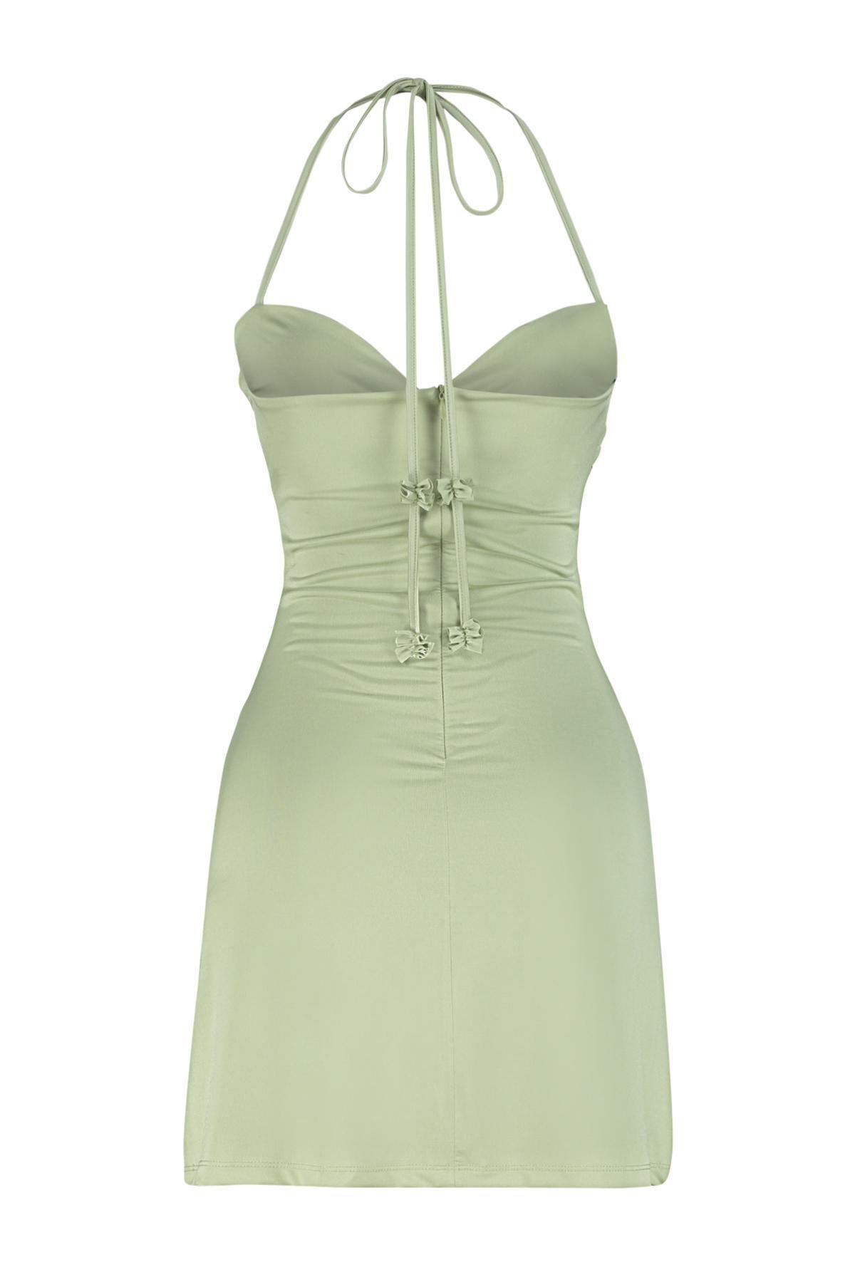 Green Knitted Flower Occasionwear Dress, , large image number 6