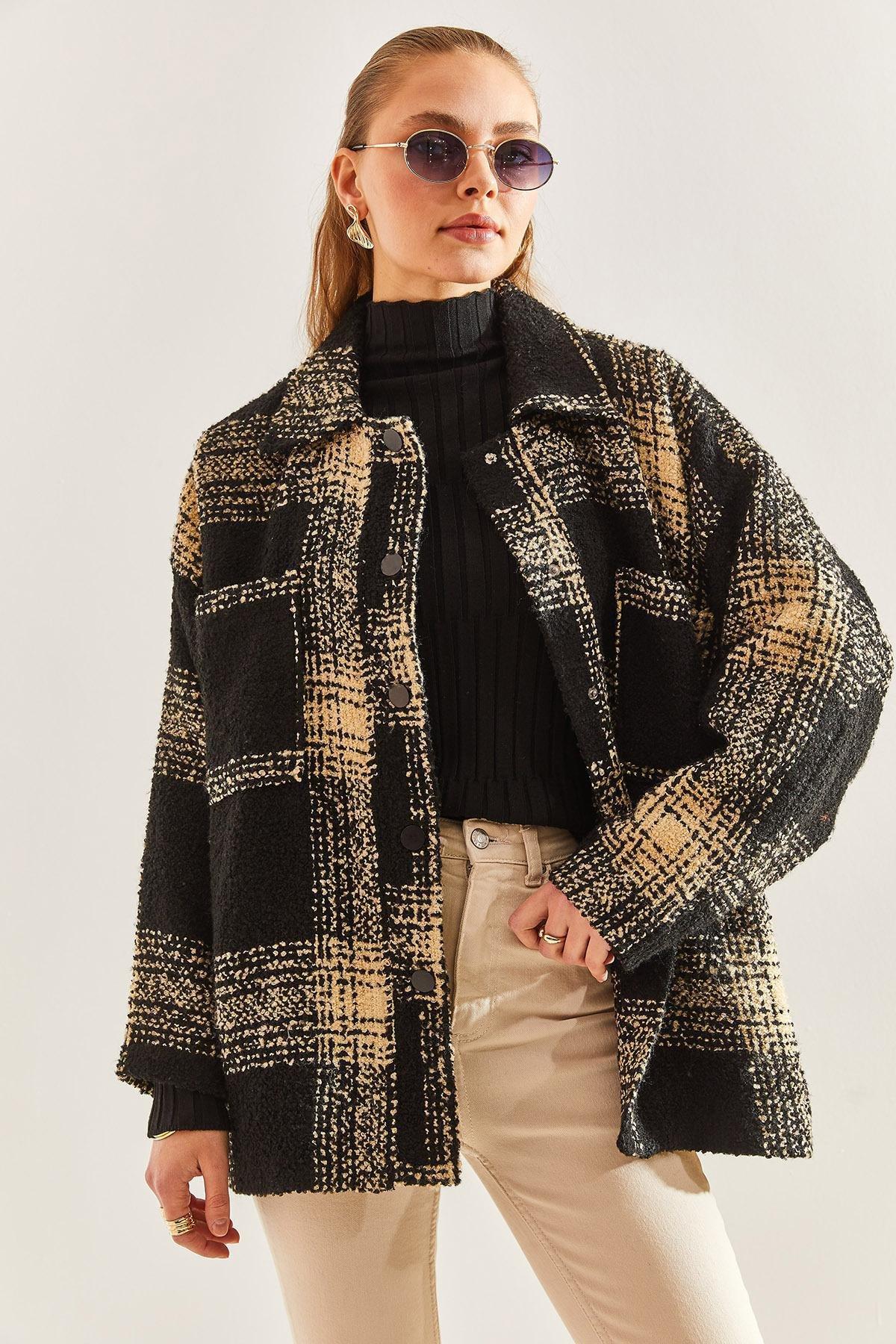 Multicolour Plaid Pattern Jacket, , large image number 1