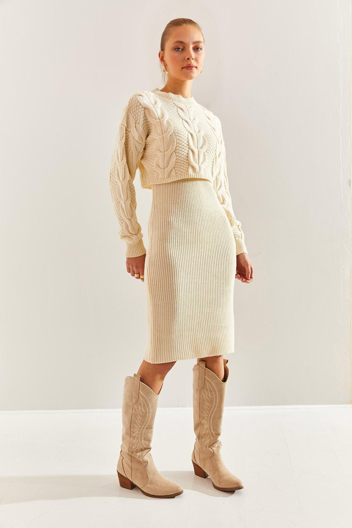 Cream Knitted Co-Ord Set, C101_162, large image number 1