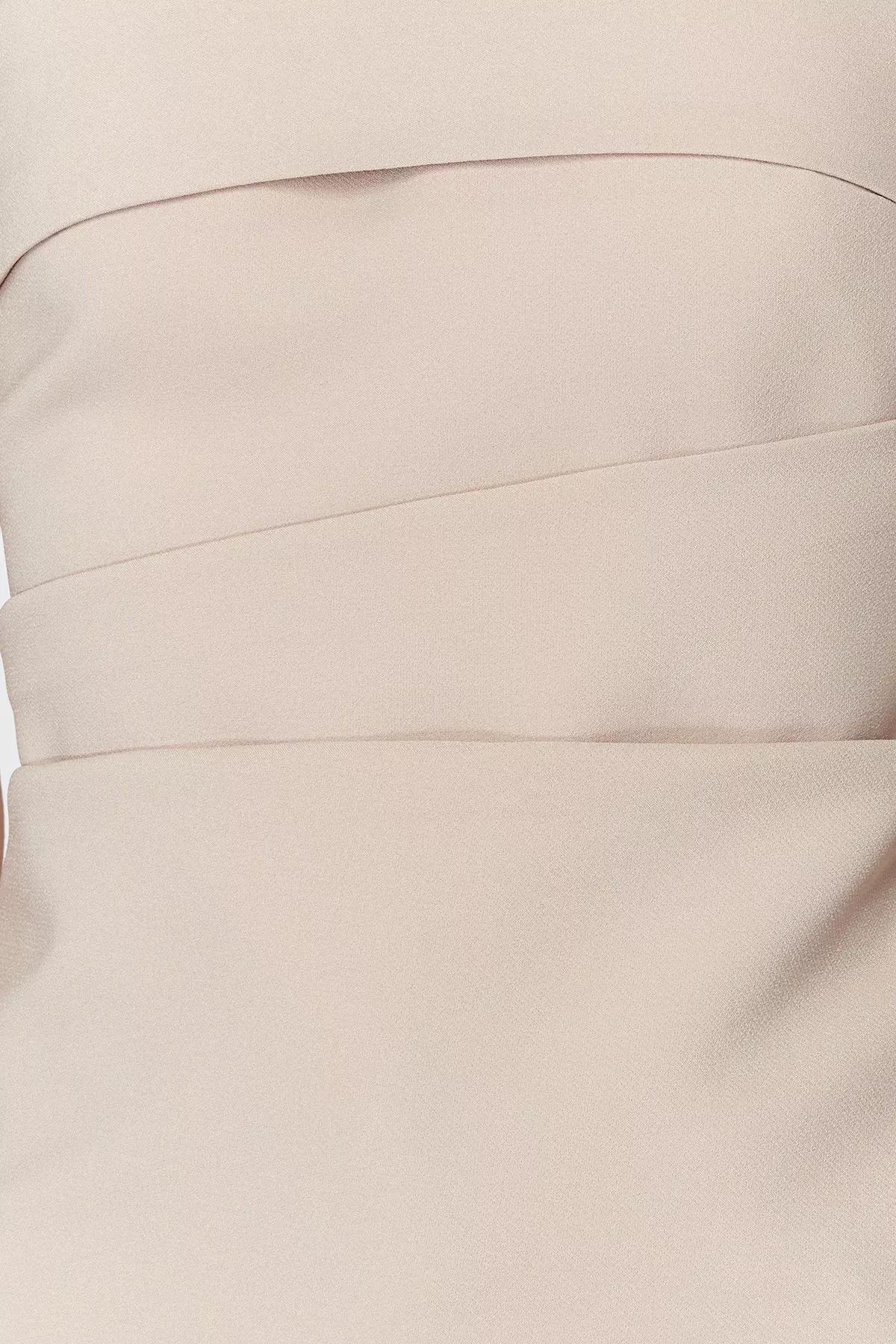 Beige Strapless Woven Blouse, , large image number 5