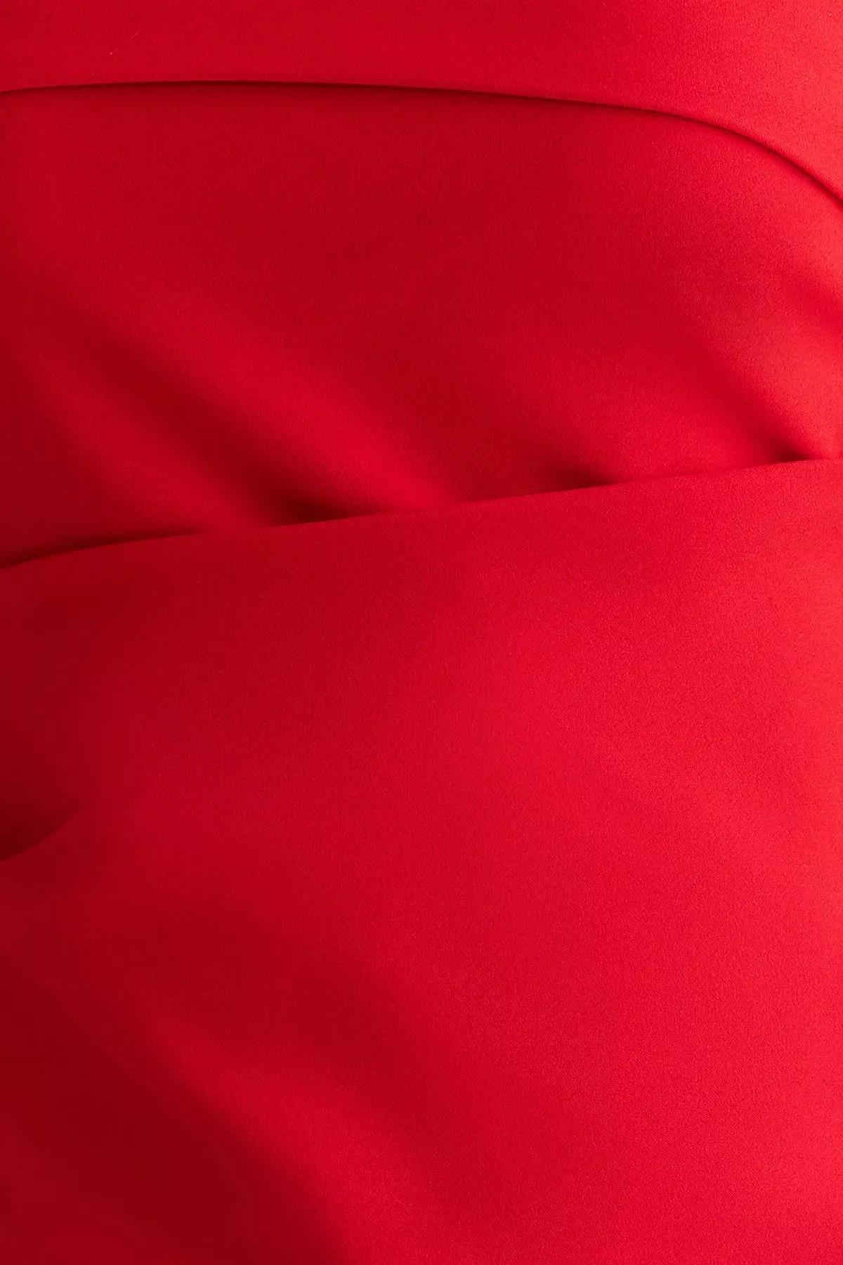 Red Strapless Draped Blouse, Red, large image number 2