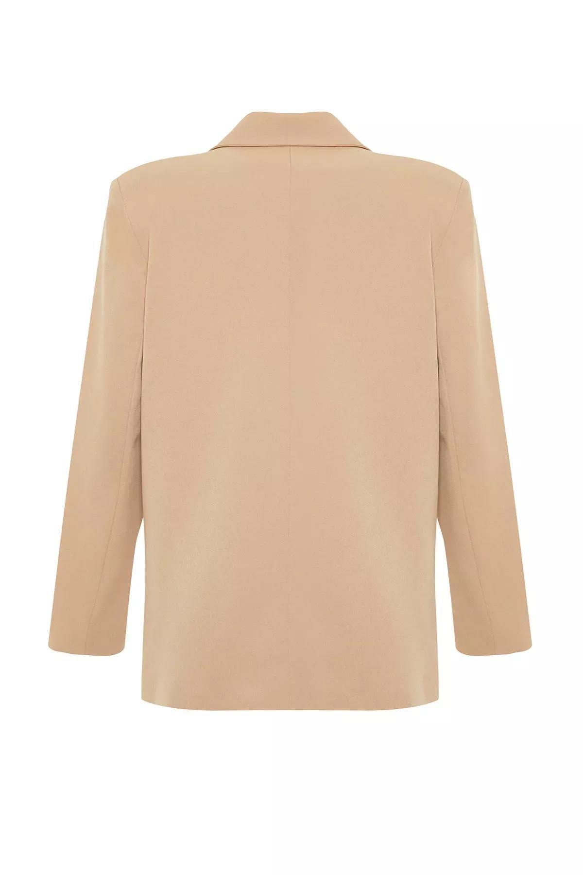 Brown Oversized Double Breasted Jacket, , large image number 7
