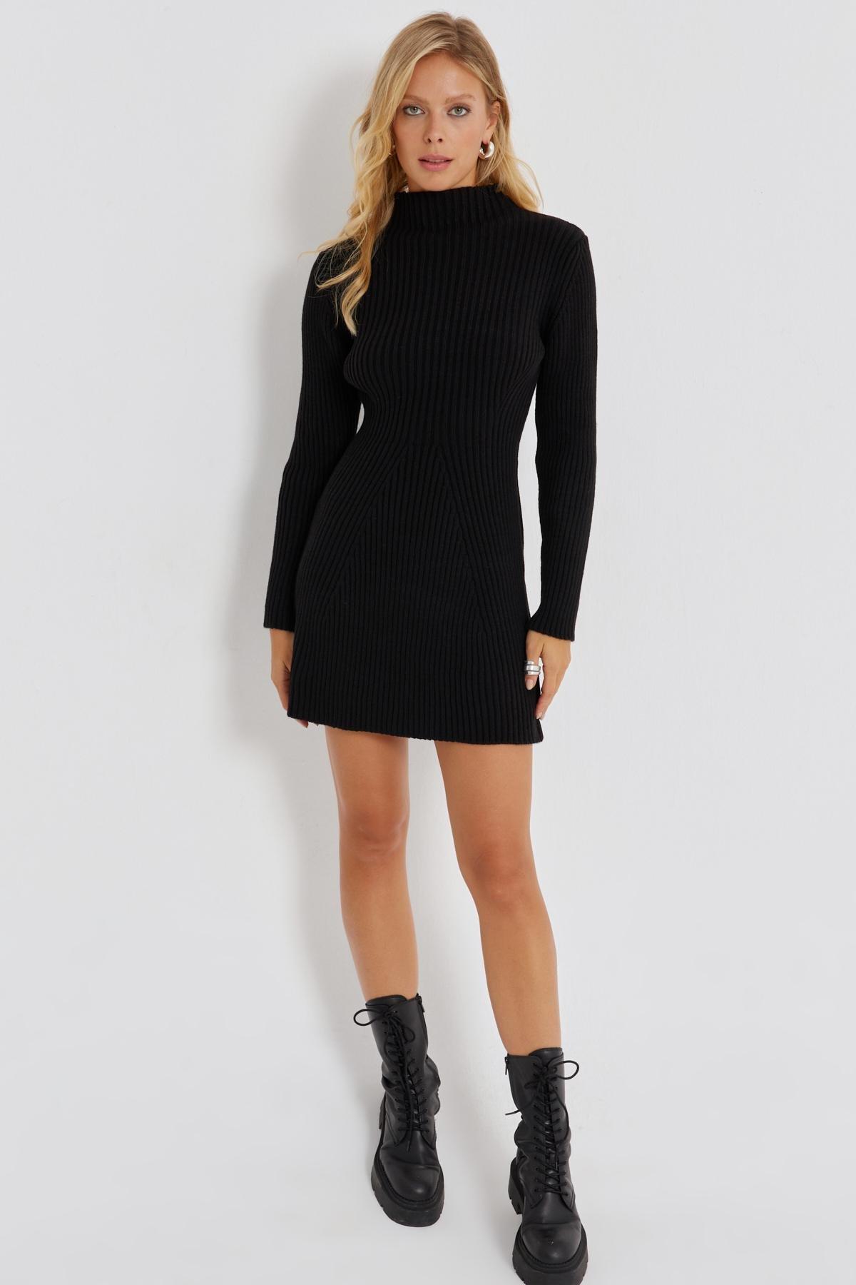 Cool & Sexy - Black Mini Knitwear Dress