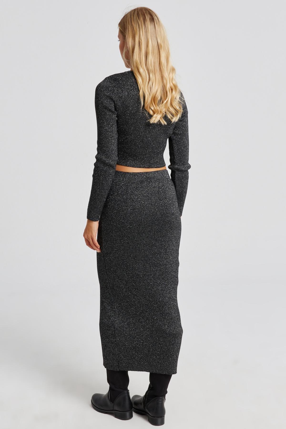 Black Silvery Knitted Co-Ord Set, , large image number 4