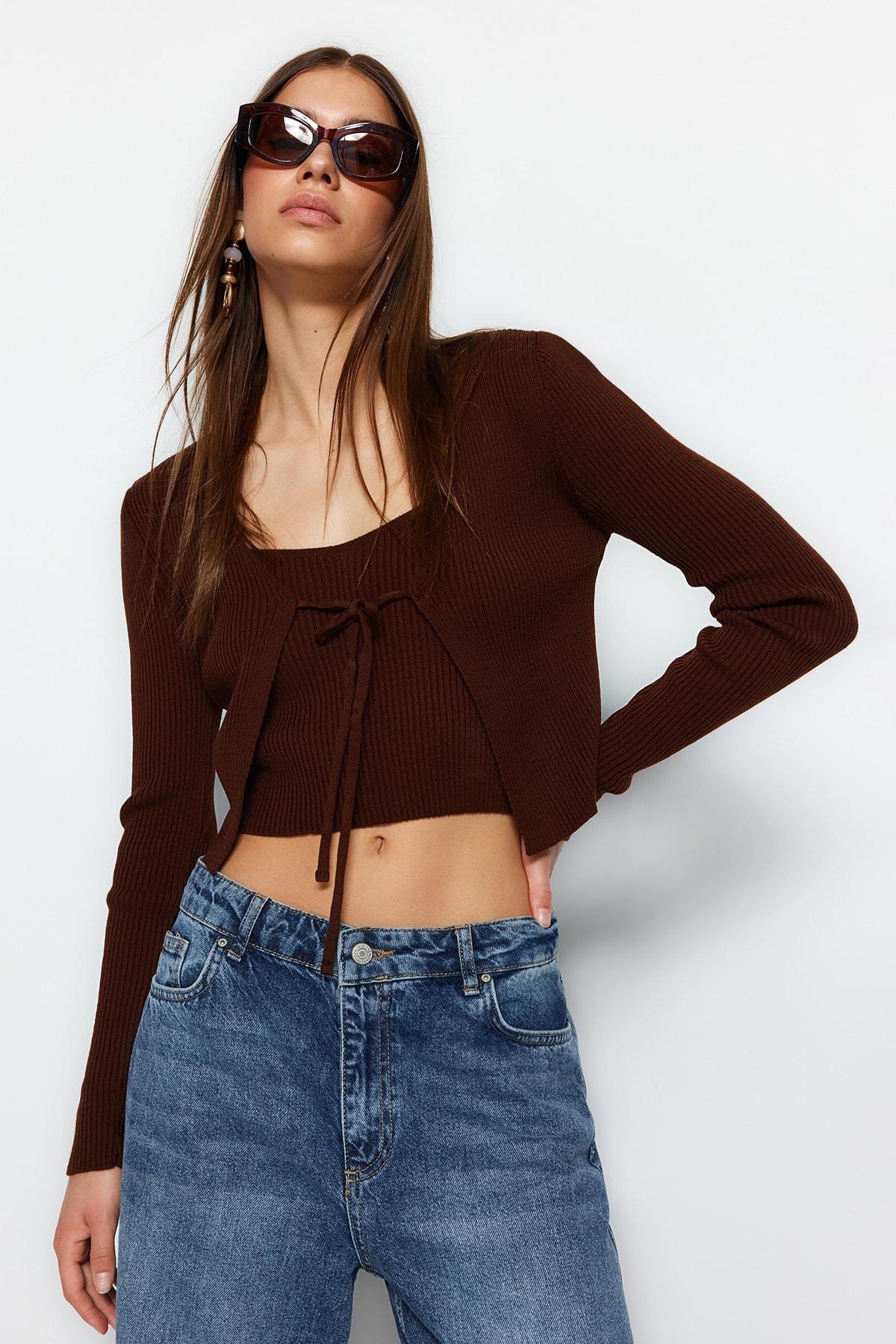 Brown Slim Cardigan, Set Of 2, , large image number 3