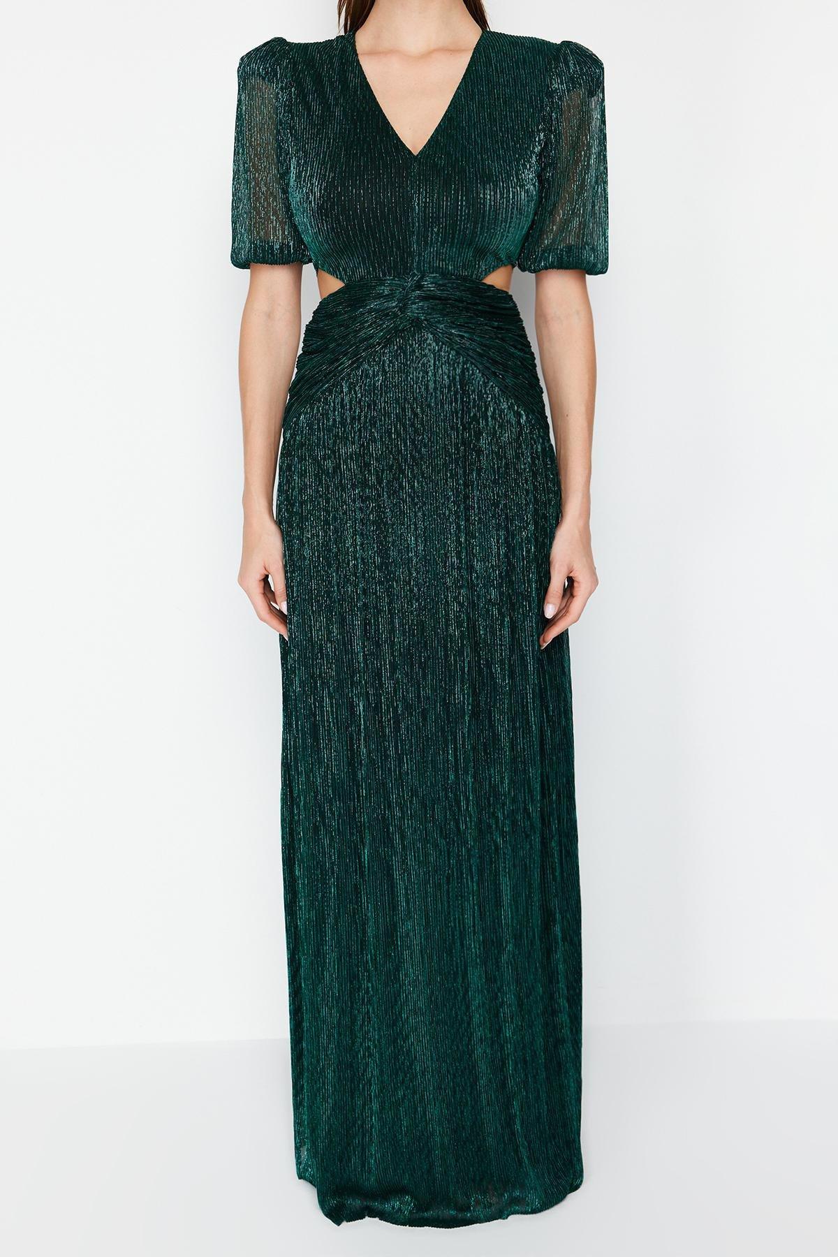 Green A-Line Cut Out/Window Detail Glitter Knit Elegant Evening Dress & Graduation Dress TPRSS24AE00014, C101_5671, large image number 3