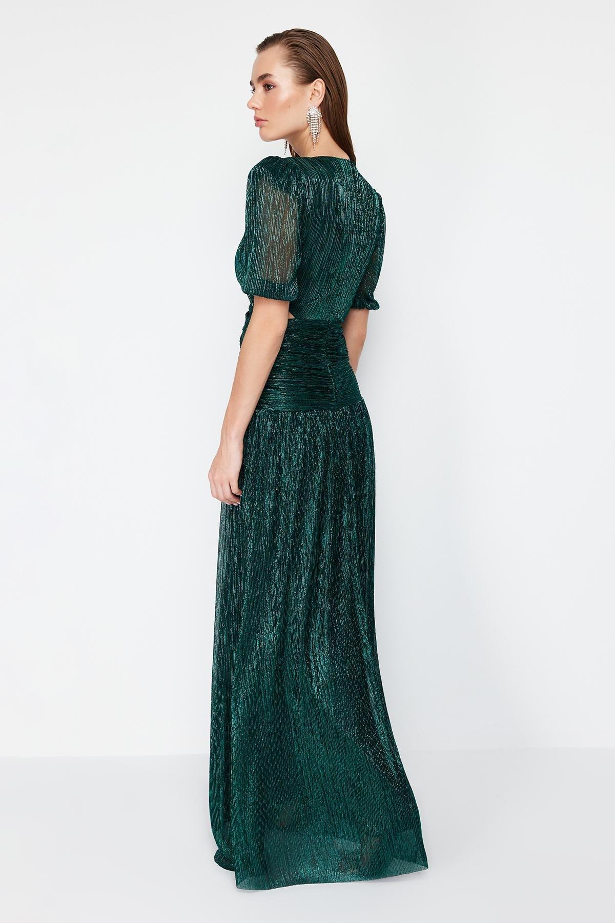 Green A-Line Cut Out/Window Detail Glitter Knit Elegant Evening Dress & Graduation Dress TPRSS24AE00014, C101_5671, large image number 4