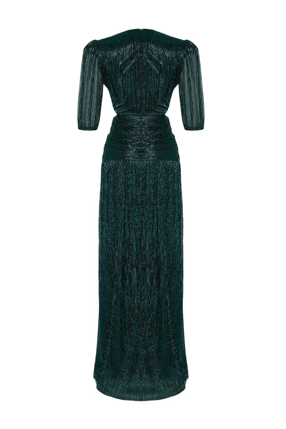 Green A-Line Cut Out/Window Detail Glitter Knit Elegant Evening Dress & Graduation Dress TPRSS24AE00014, C101_5671, large image number 6
