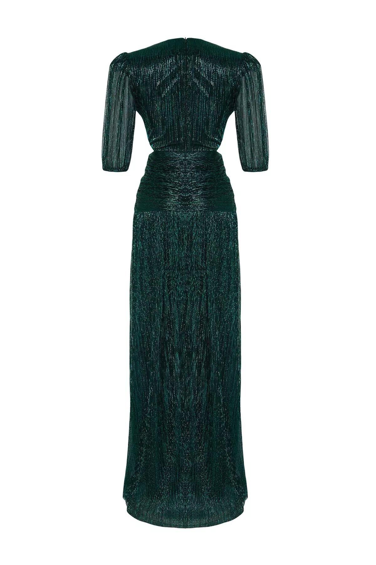 Green A-Line Cut Out/Window Detail Glitter Knit Elegant Evening Dress & Graduation Dress TPRSS24AE00014, C101_5671, large image number 7