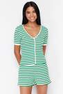 Trendyol - Green Cotton Striped Camisole Pajamas Set