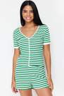 Trendyol - Green Cotton Striped Camisole Pajamas Set
