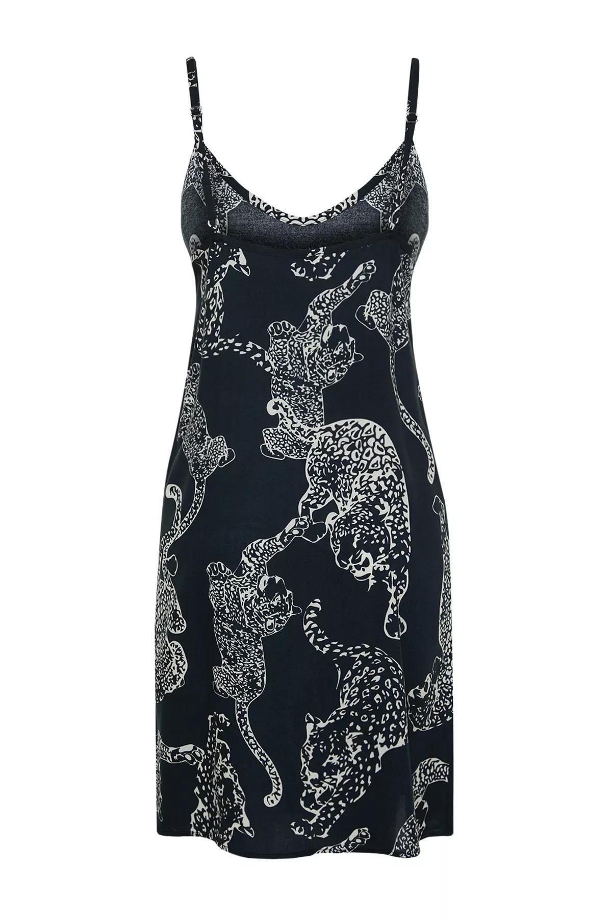 قميص نوم بنقشة جلد الحيوانات، رمادي, Anthracite, large image number 7