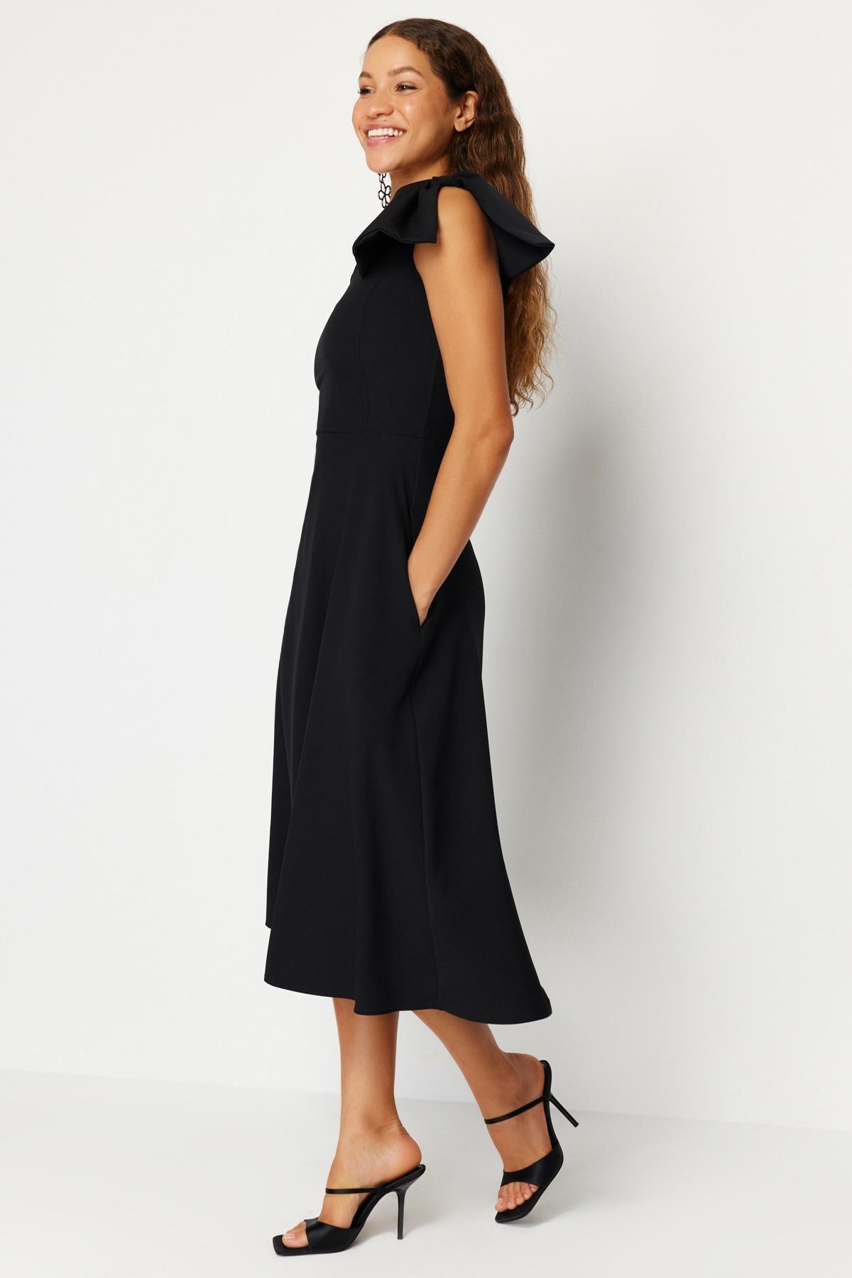 Black Bow Detailed Occasionwear Dress, , large image number 1