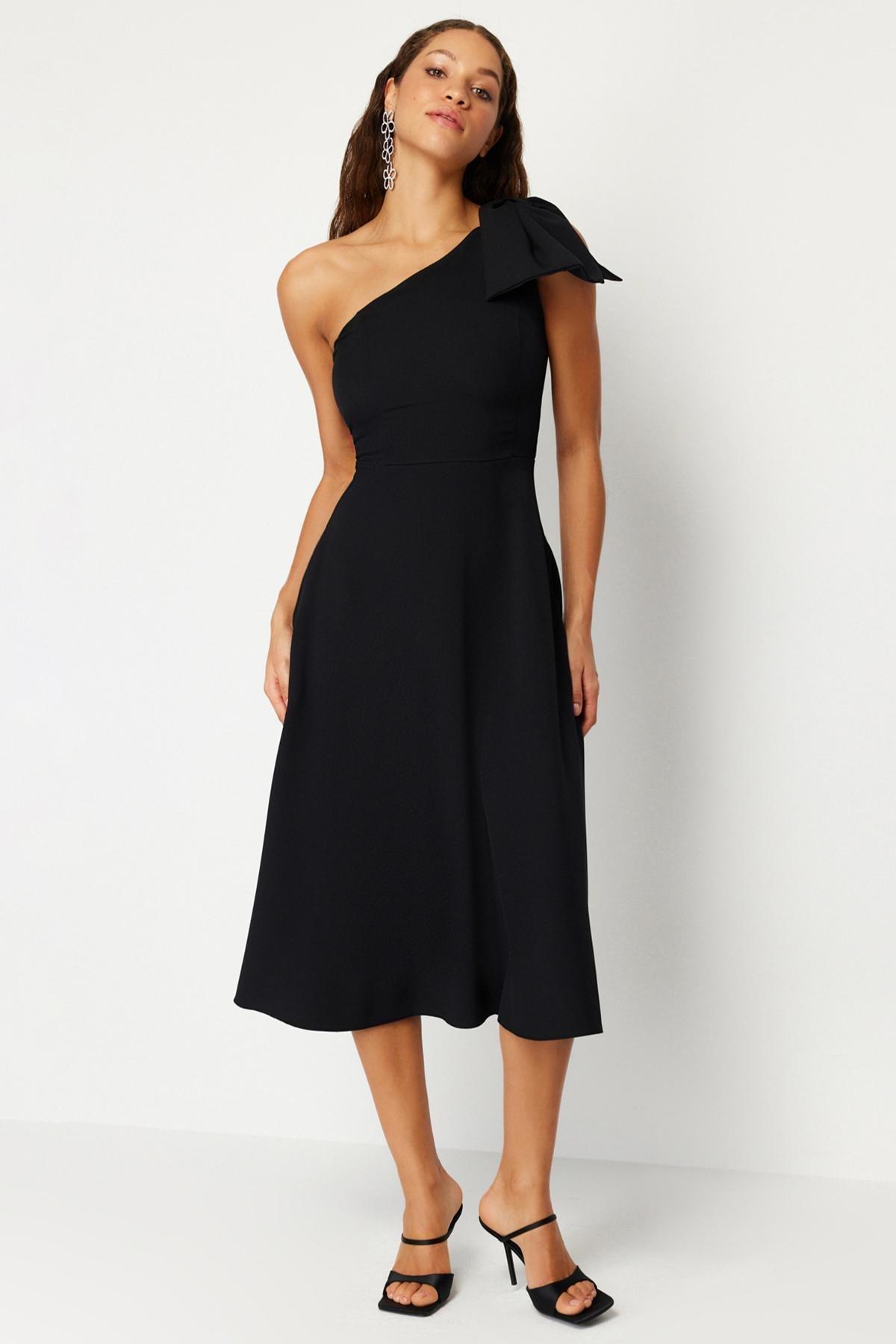 Black Bow Detailed Occasionwear Dress, , large image number 2