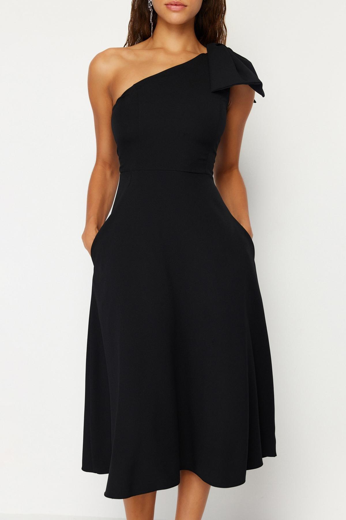 Black Bow Detailed Occasionwear Dress, , large image number 3