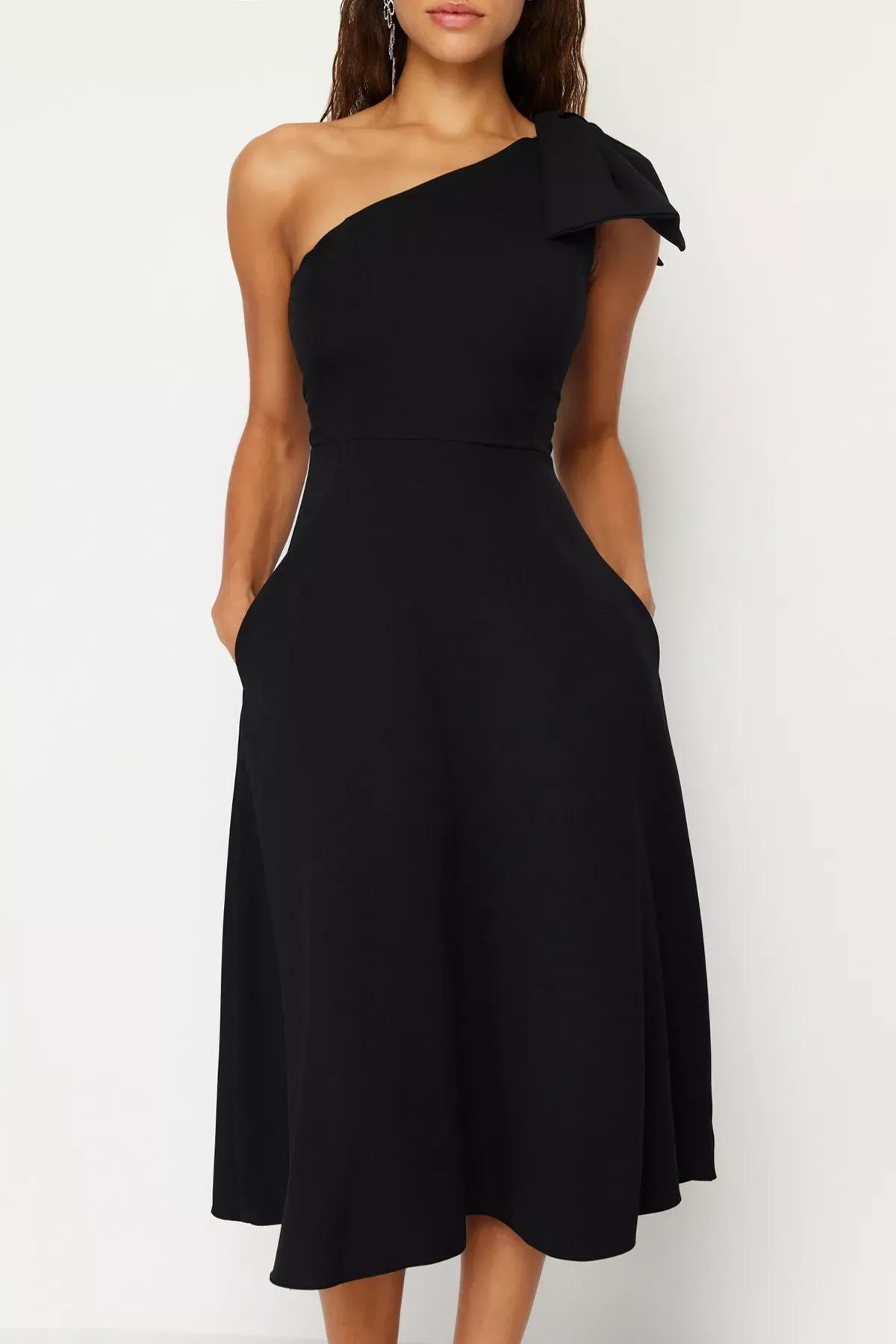 Black Bow Detailed Occasionwear Dress, , large image number 2