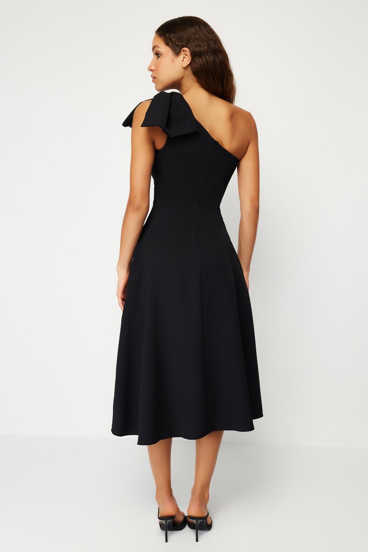 Black Bow Detailed Occasionwear Dress, , large image number 4