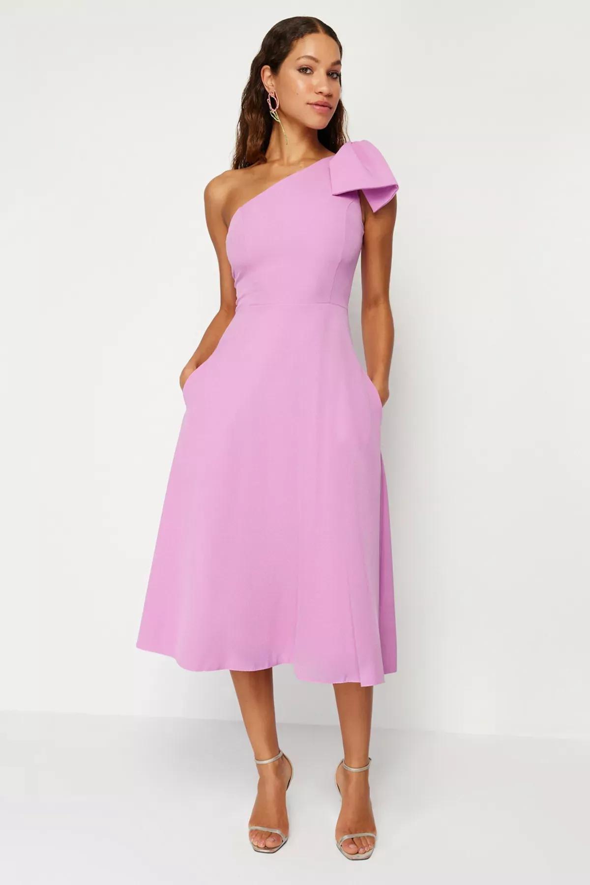 Pink Detailed Occasionwear Dress, Pink, medium