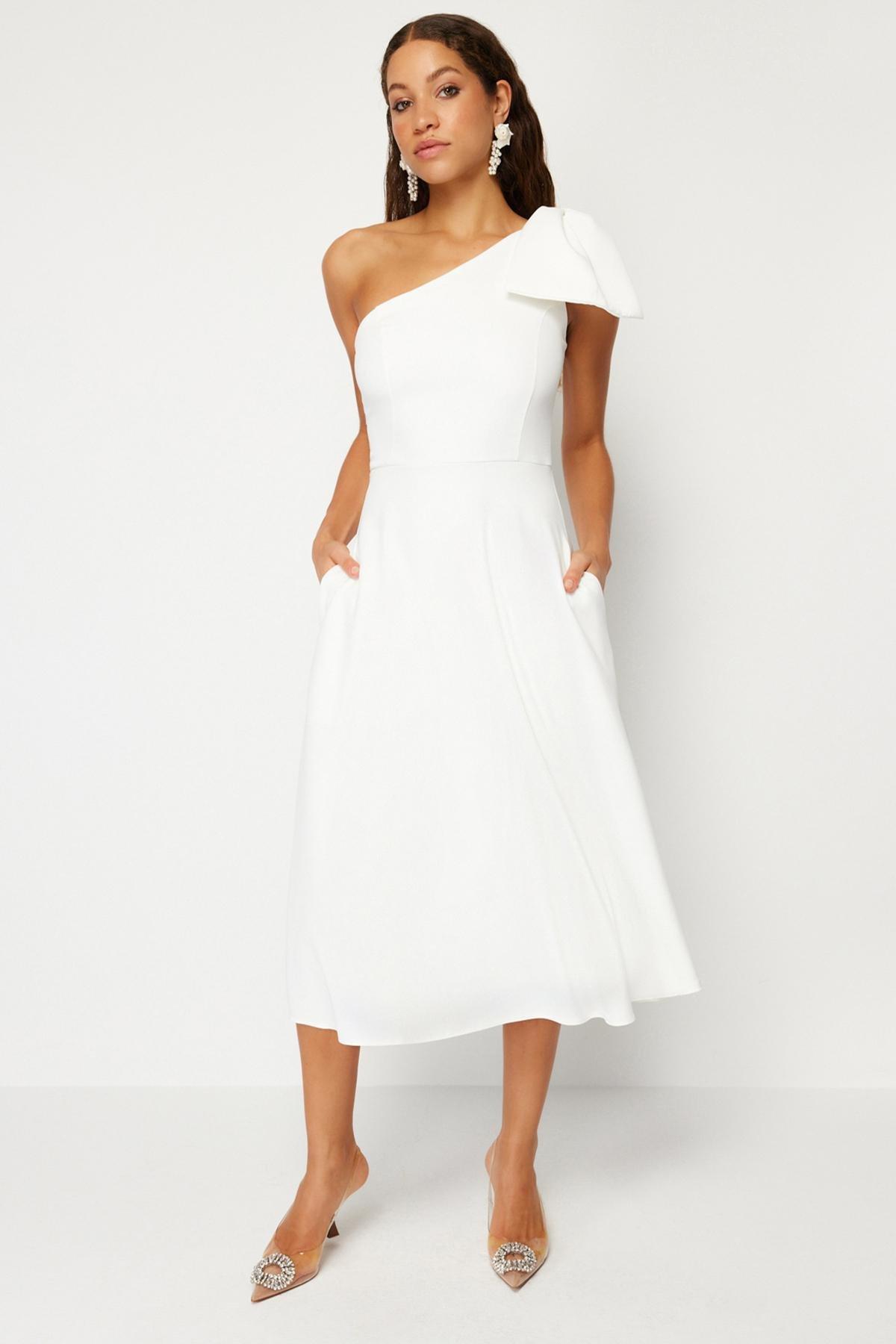 White Detailed Occasionwear Dress, , large image number 2