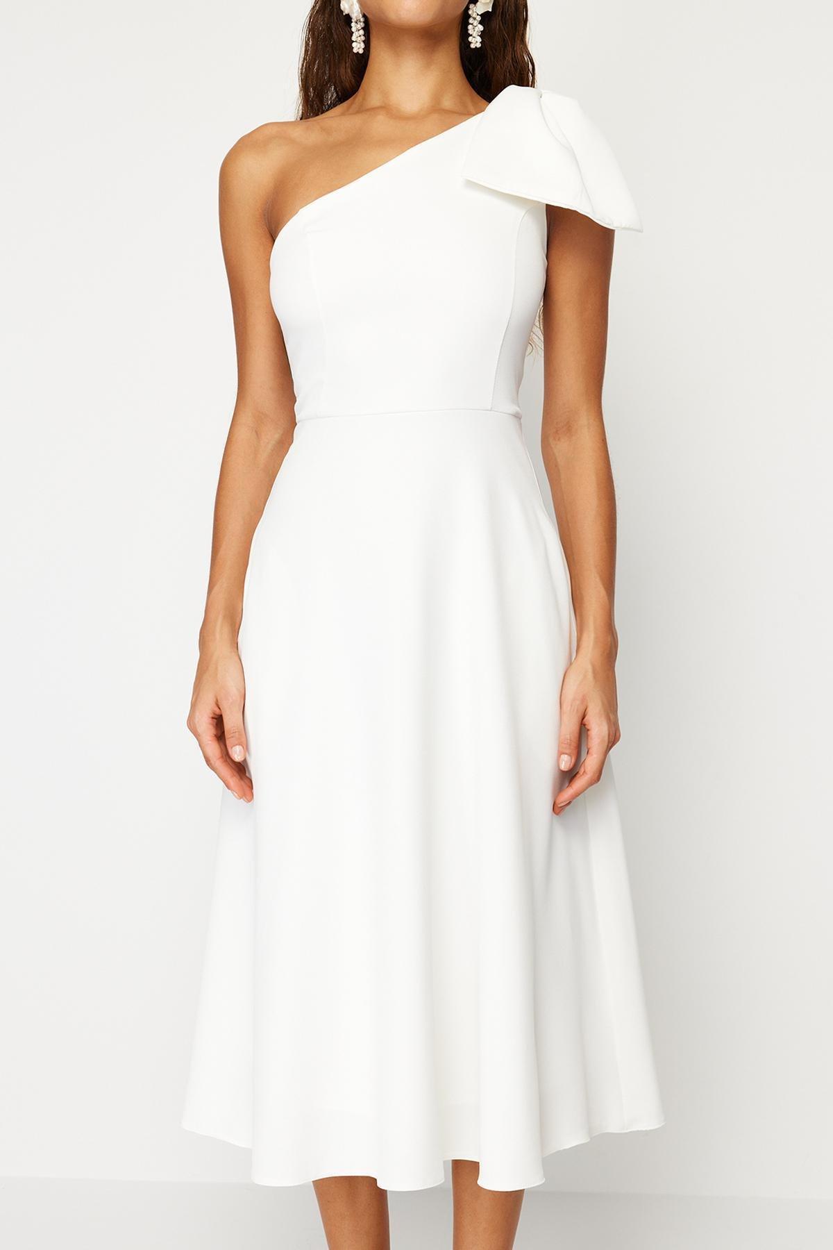 White Detailed Occasionwear Dress, , large image number 4