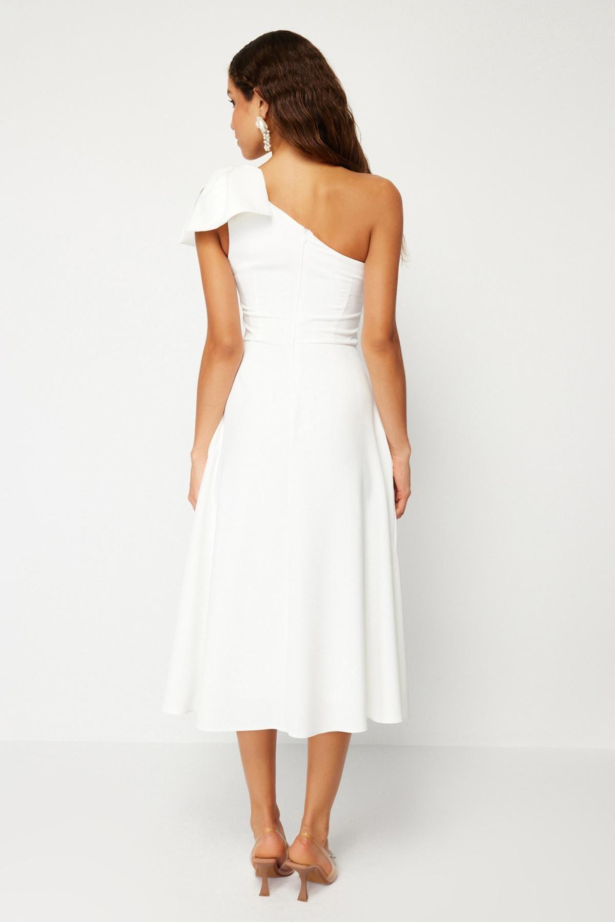 White Detailed Occasionwear Dress, , large image number 6