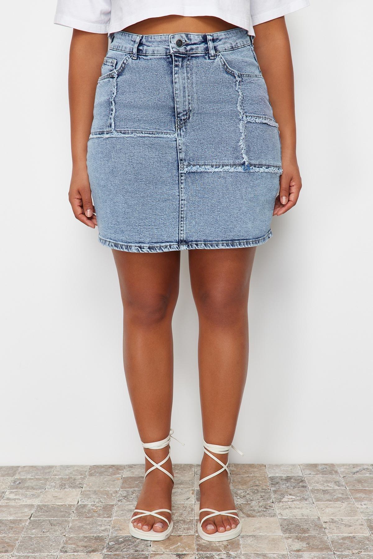Blue Mini Denim Skirt, , large image number 2