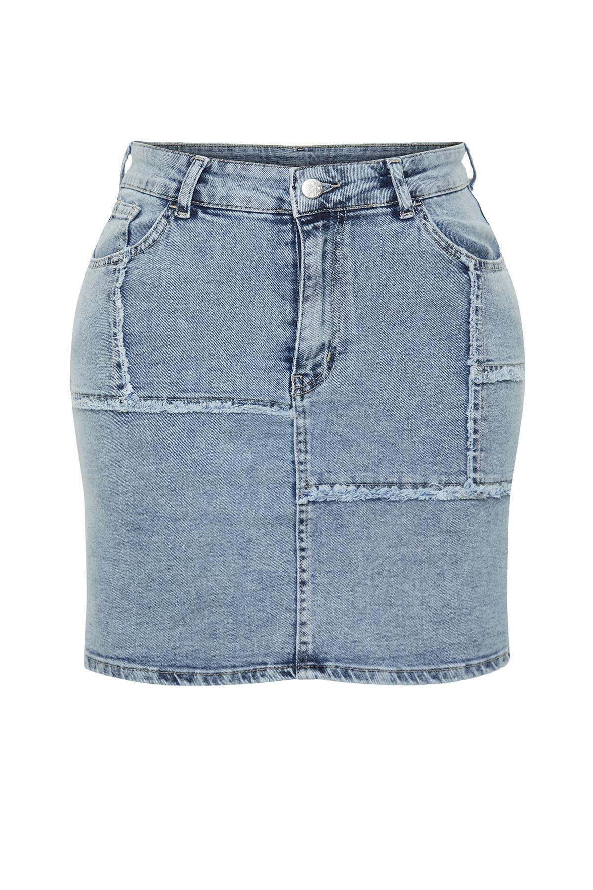 Blue Mini Denim Skirt, , large image number 4