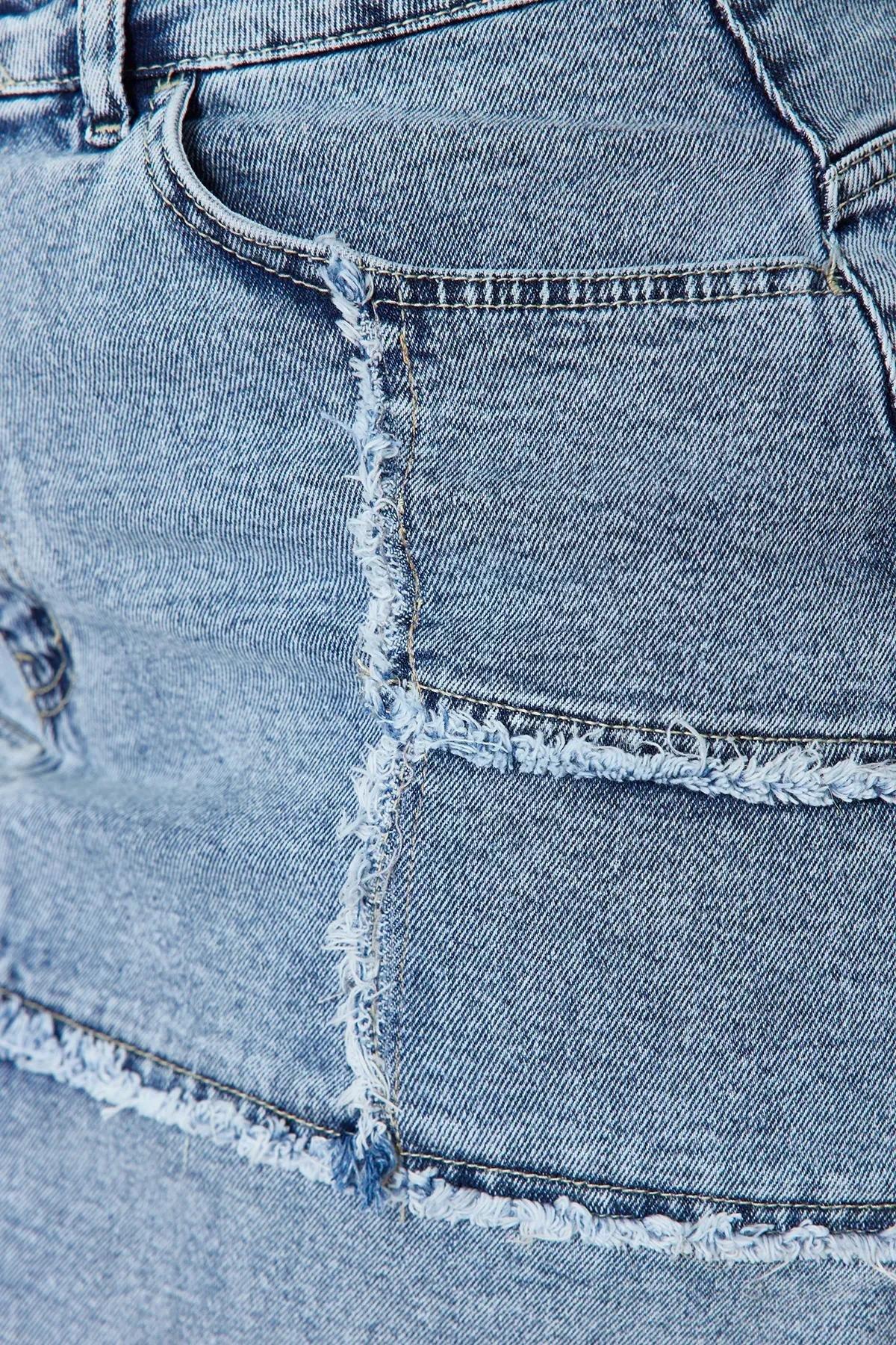 Blue Mini Denim Skirt, , large image number 4