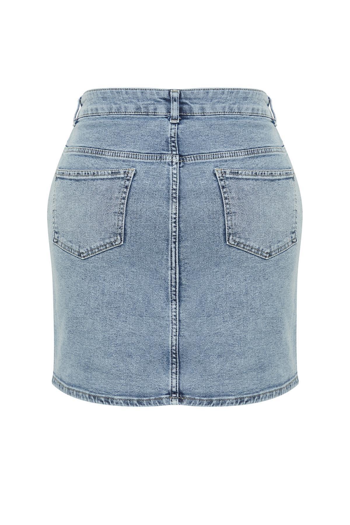 Blue Mini Denim Skirt, , large image number 5