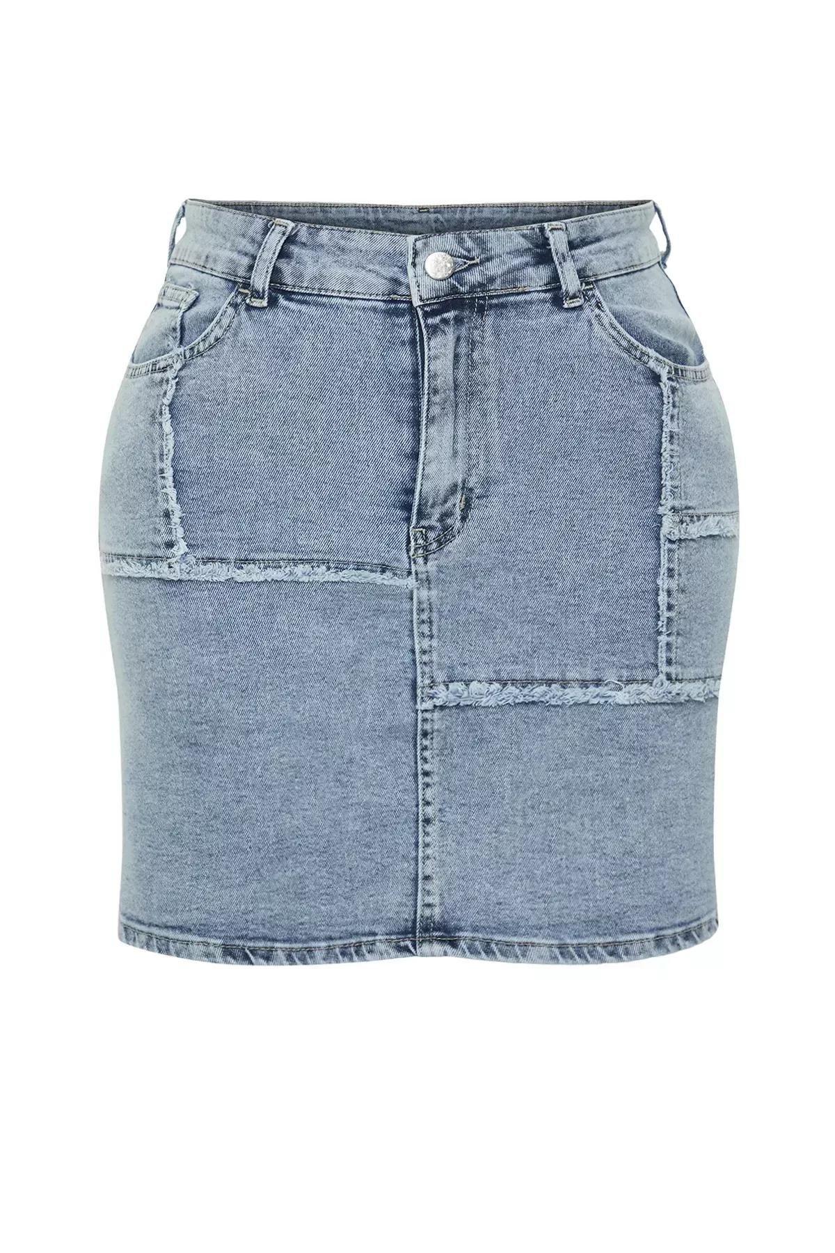 Blue Mini Denim Skirt, , large image number 5