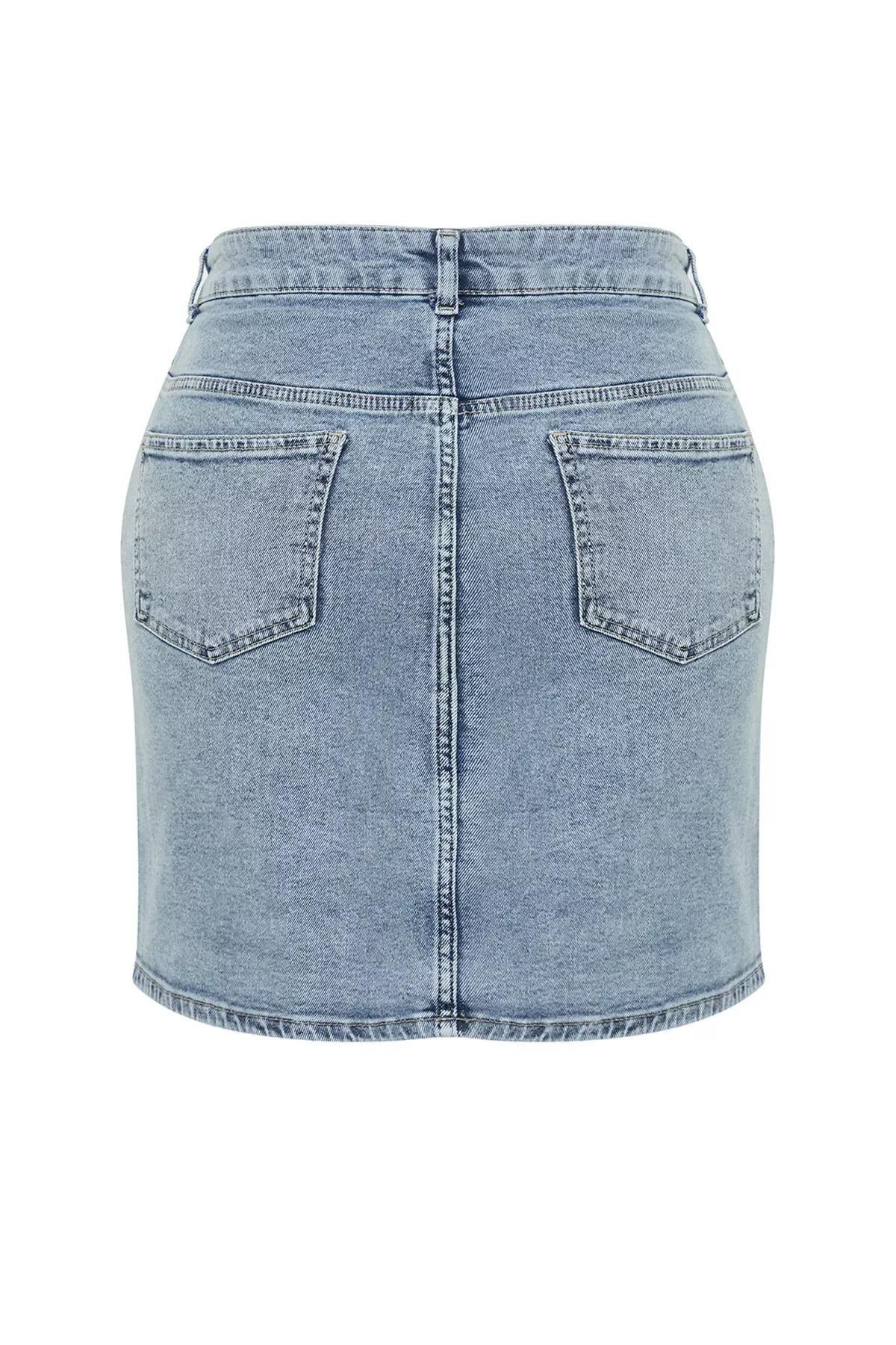 Blue Mini Denim Skirt, , large image number 6