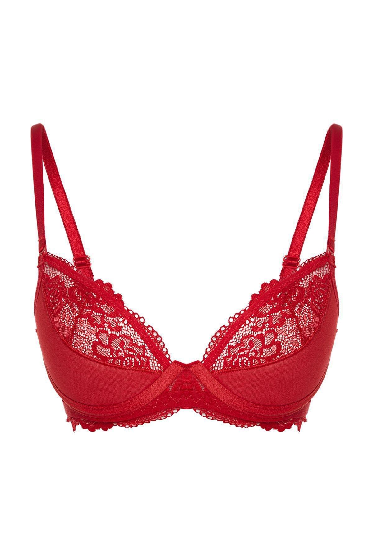 Burgundy Laced Covered Knitted Bra, , large image number 5