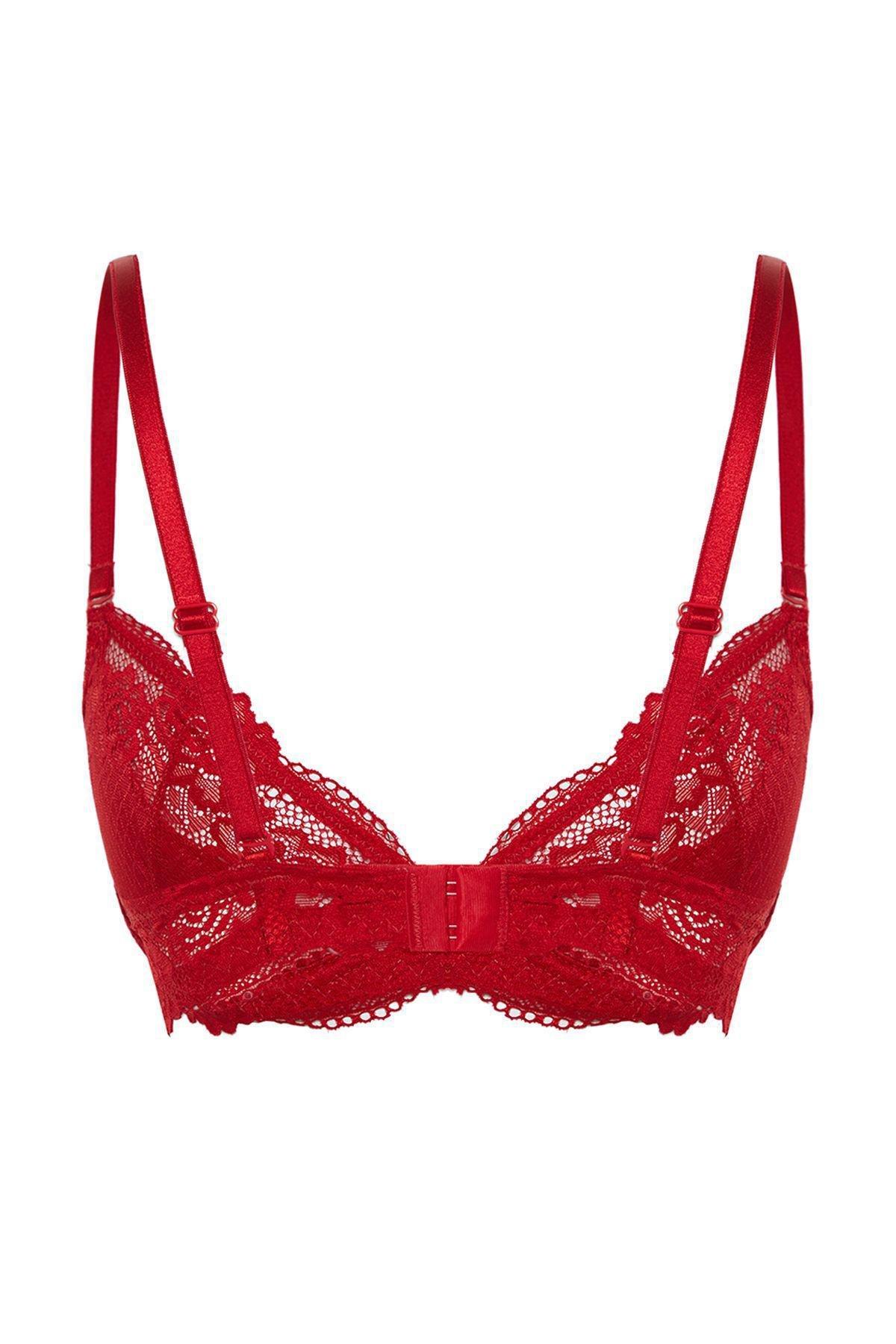 Burgundy Laced Covered Knitted Bra, , large image number 6