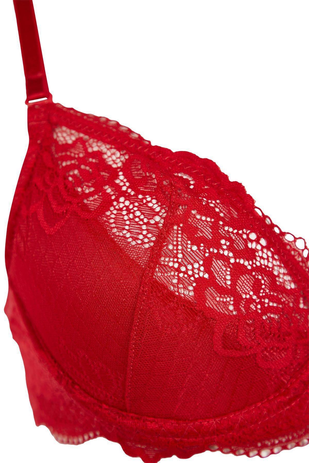 Burgundy Laced Covered Knitted Bra, , large image number 7