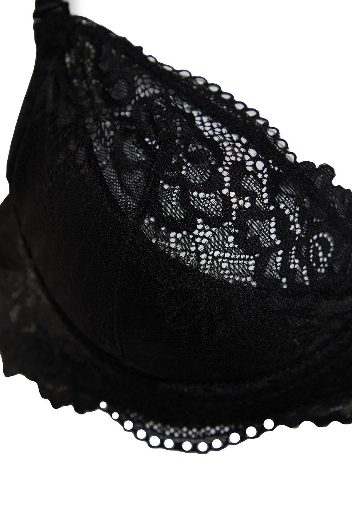 Black Laced Lined Knitted Bra, , large image number 5