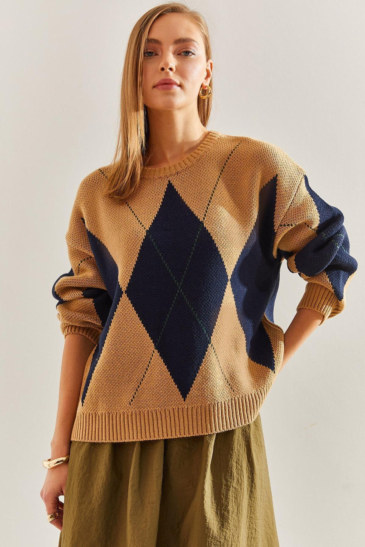 Multicolour Diamond Pattern Sweater, C101_5017, large image number 0